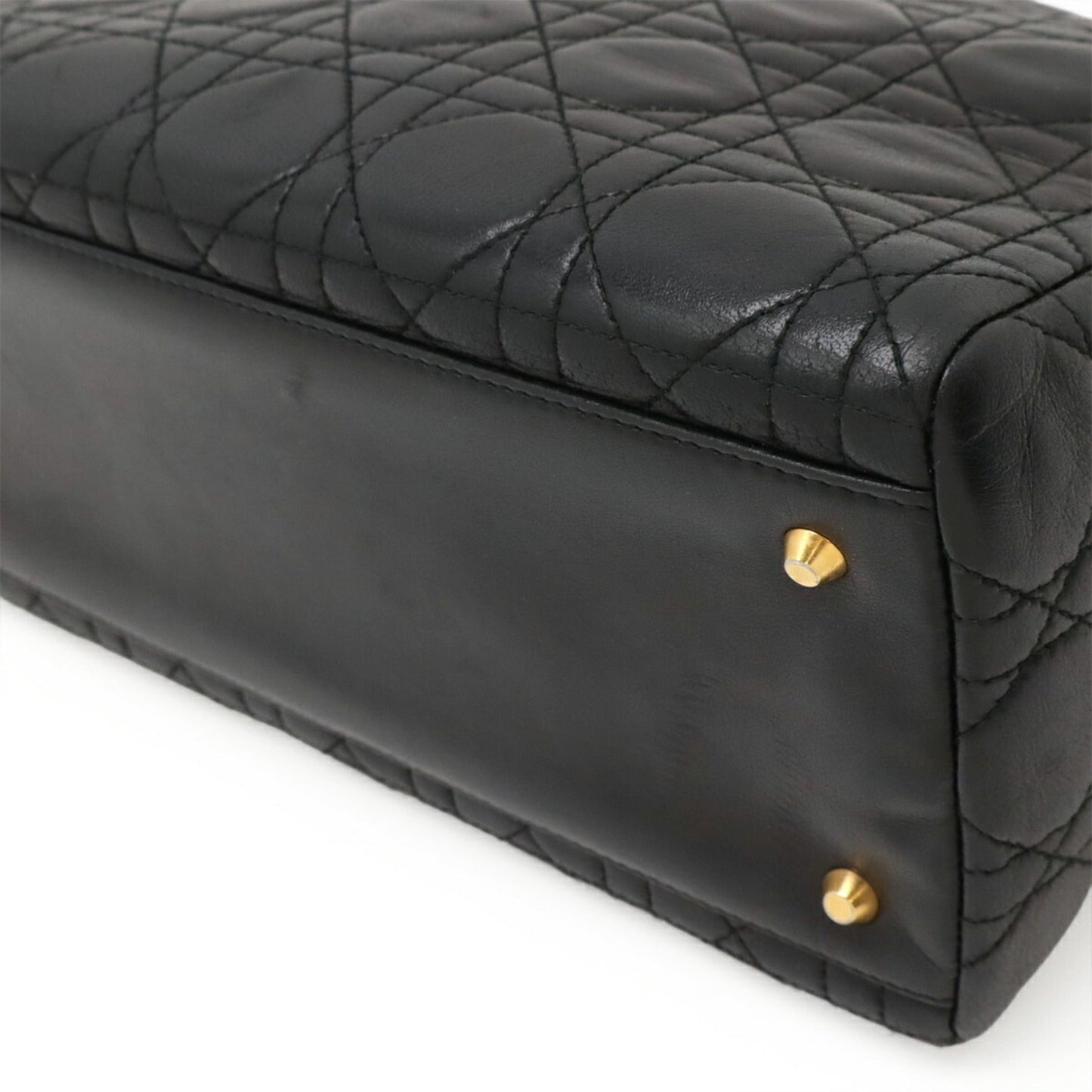 Christian Dior Black Leather Handbag Tote Bag  