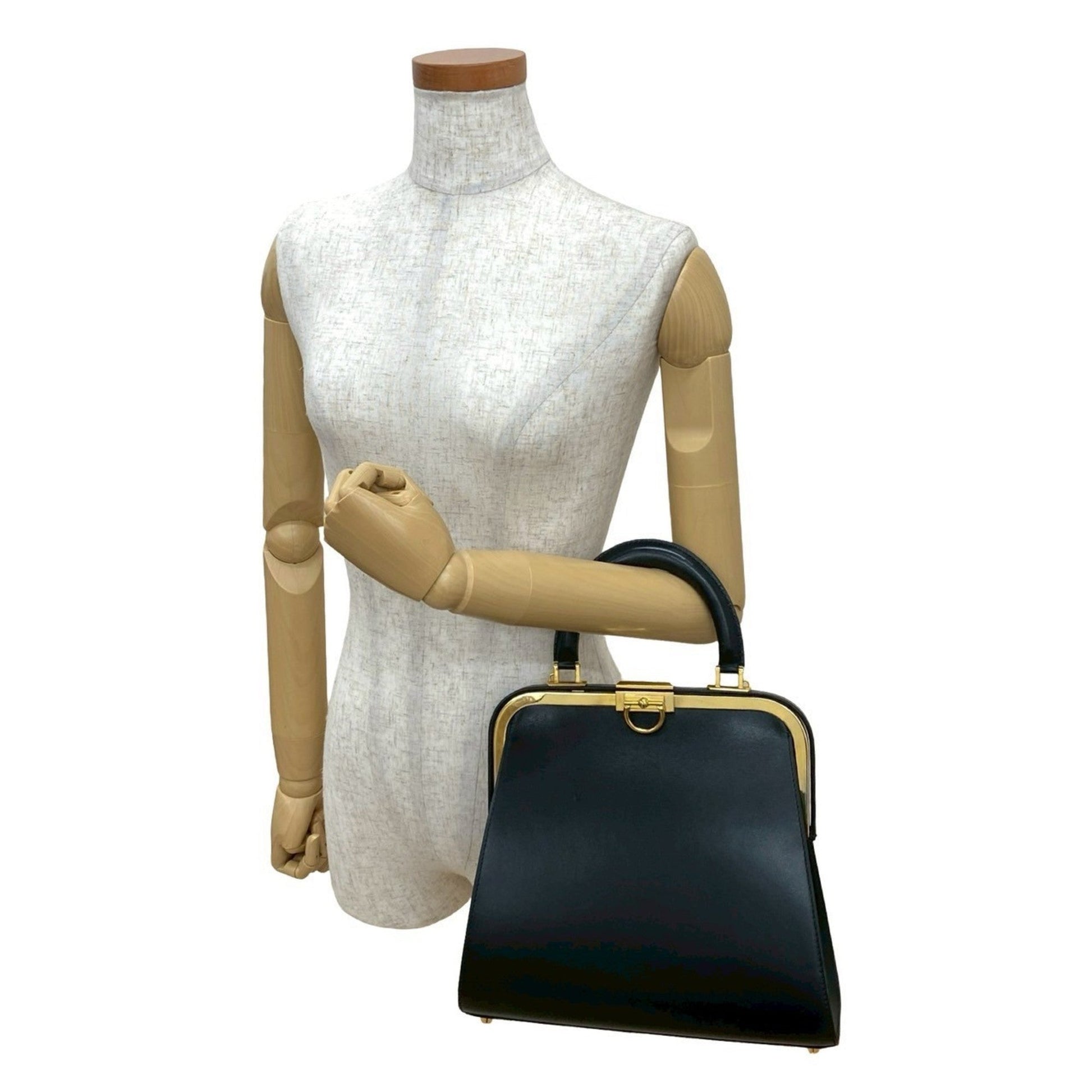 Christian Dior Black Leather Handbag Tote Bag  