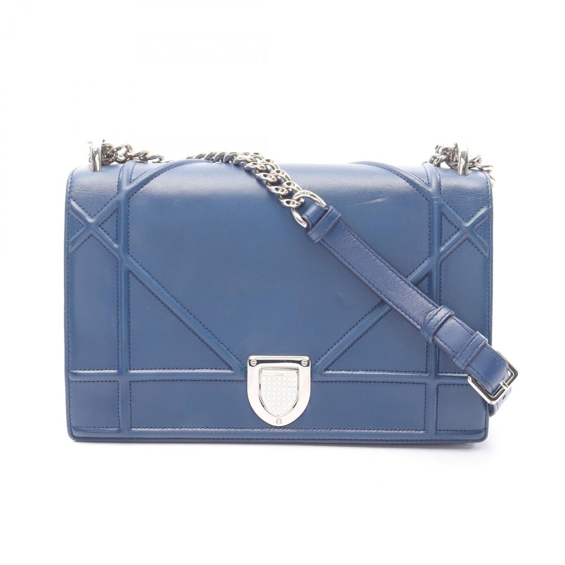Christian Dior Blue Leather Shoulder Bag  