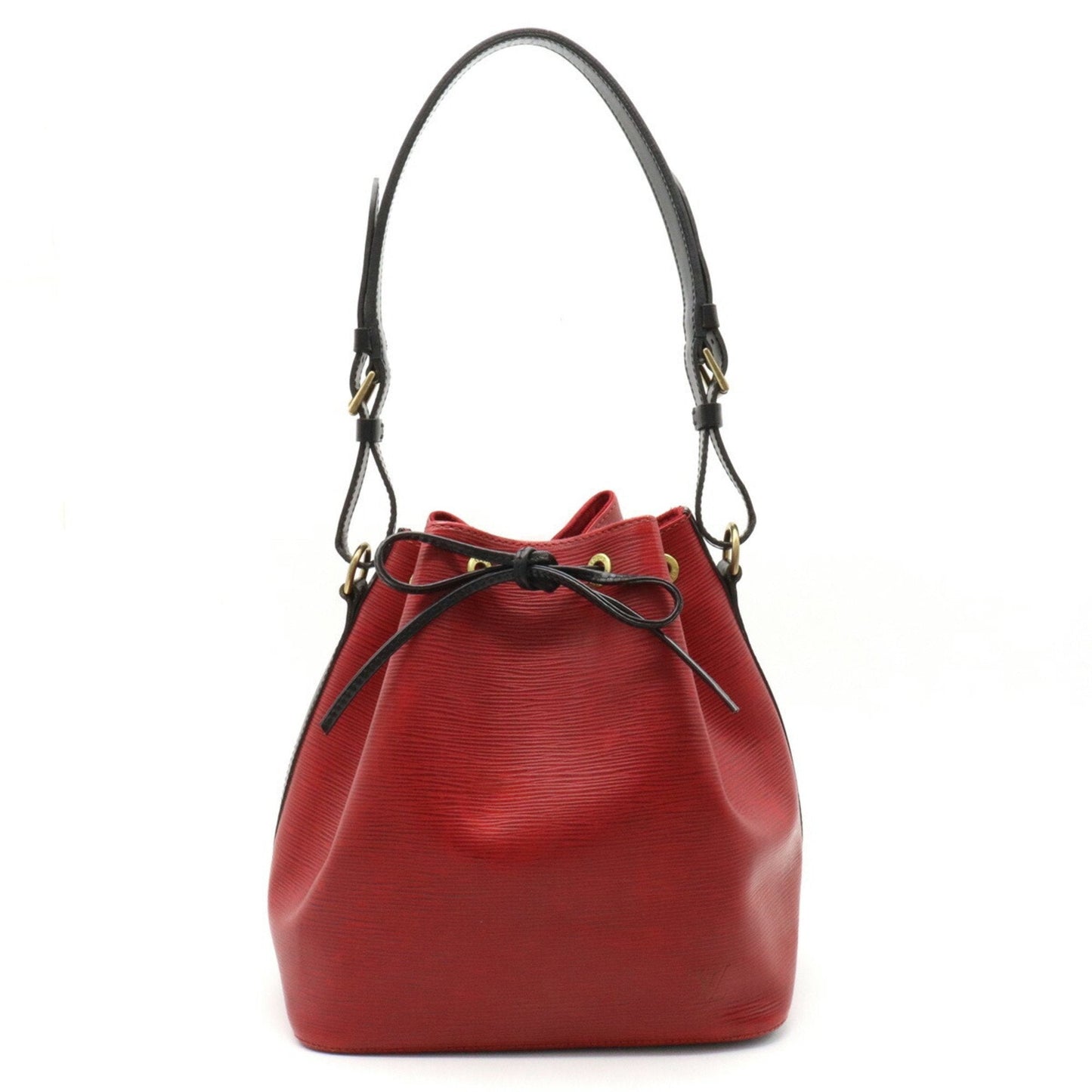 LOUIS VUITTON Epi Bicolor Petit Noe Shoulder Bag Leather Castilian Red Noir Black