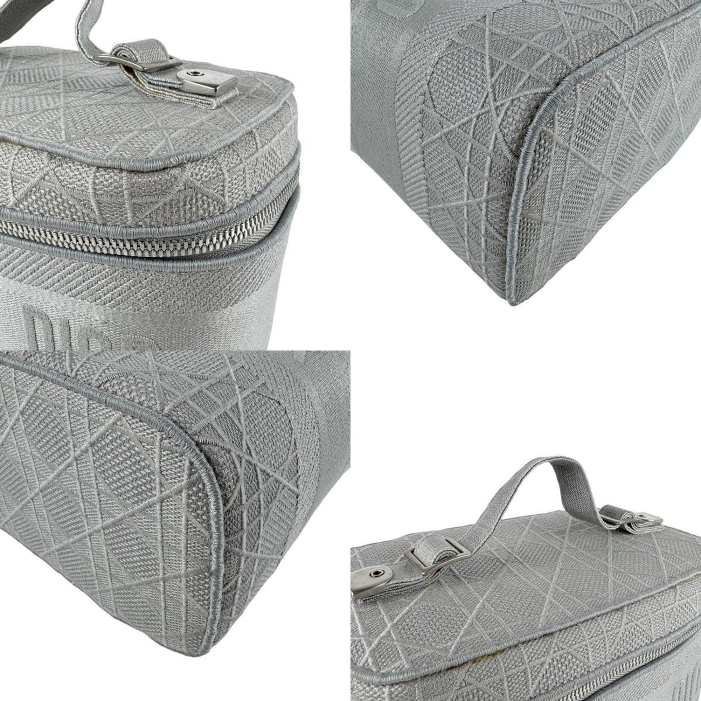 Christian Dior Gray Canvas Handbag Vanity Bag  