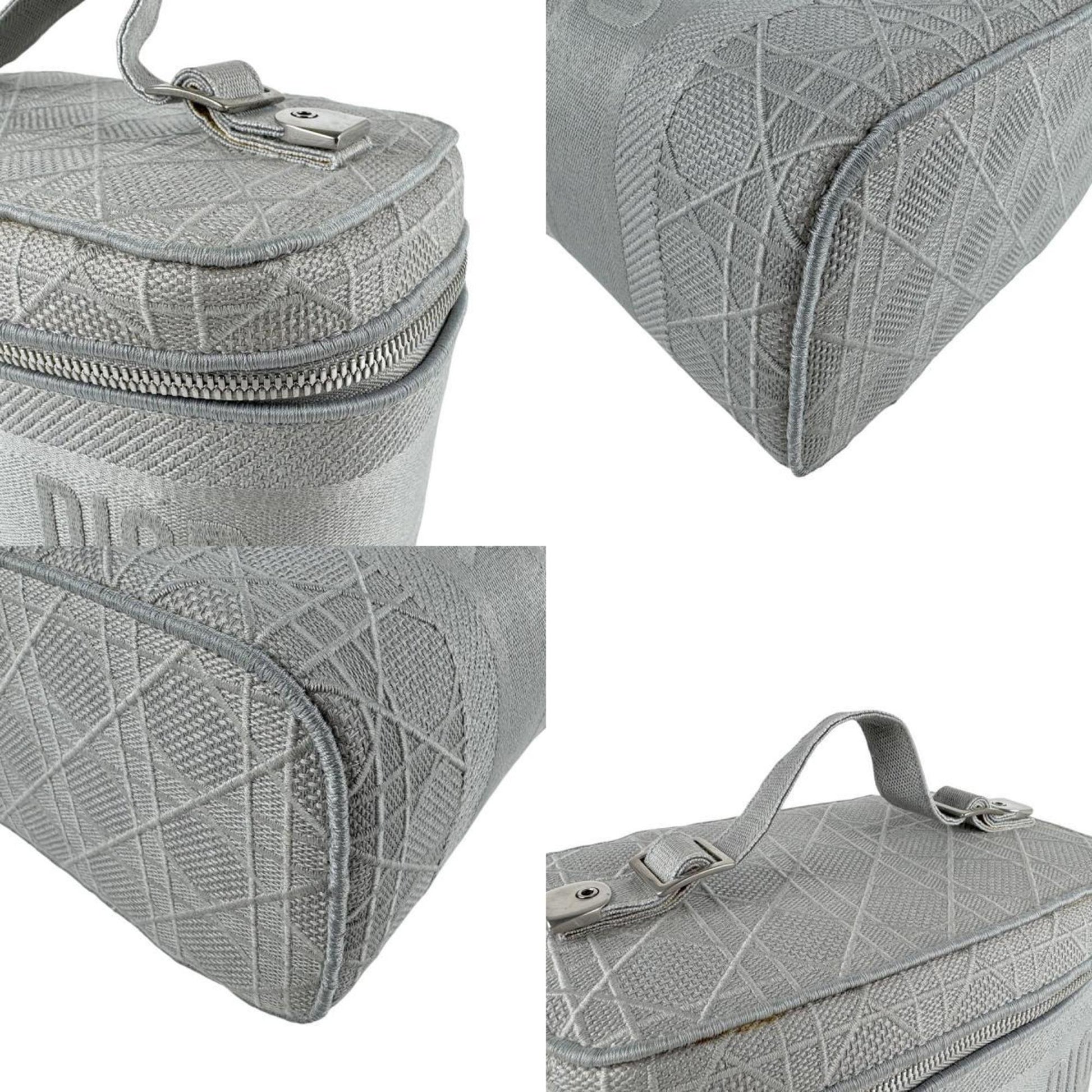 Christian Dior Gray Canvas Handbag Vanity Bag  