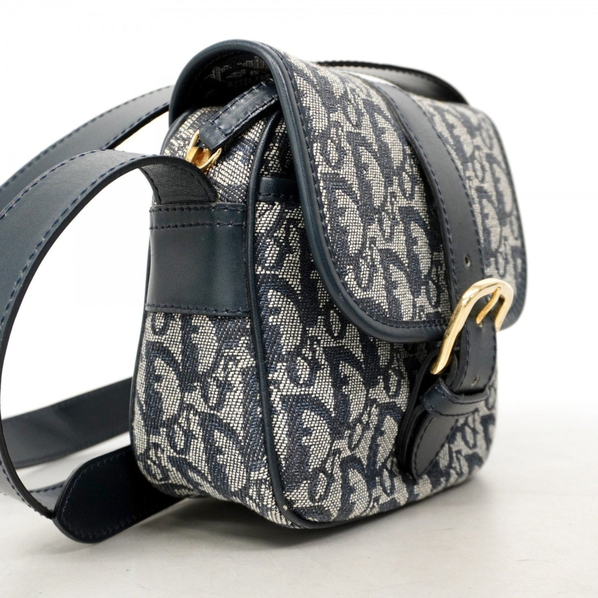 Christian Dior Navy Canvas Shoulder Bag  