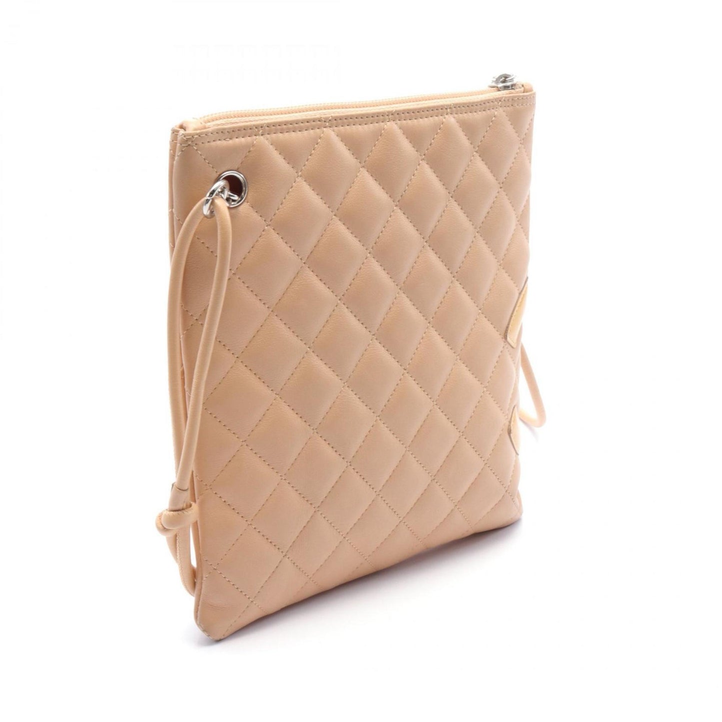 CHANEL Cambon Line Shoulder Bag Leather Patent Women s Beige A29793