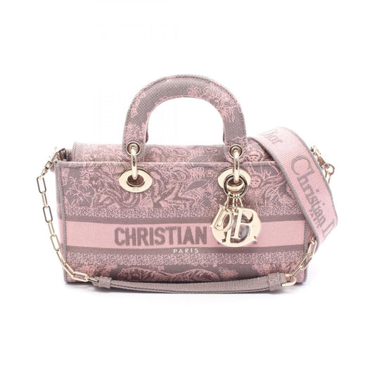 Christian Dior Gray Pink Canvas Handbag  