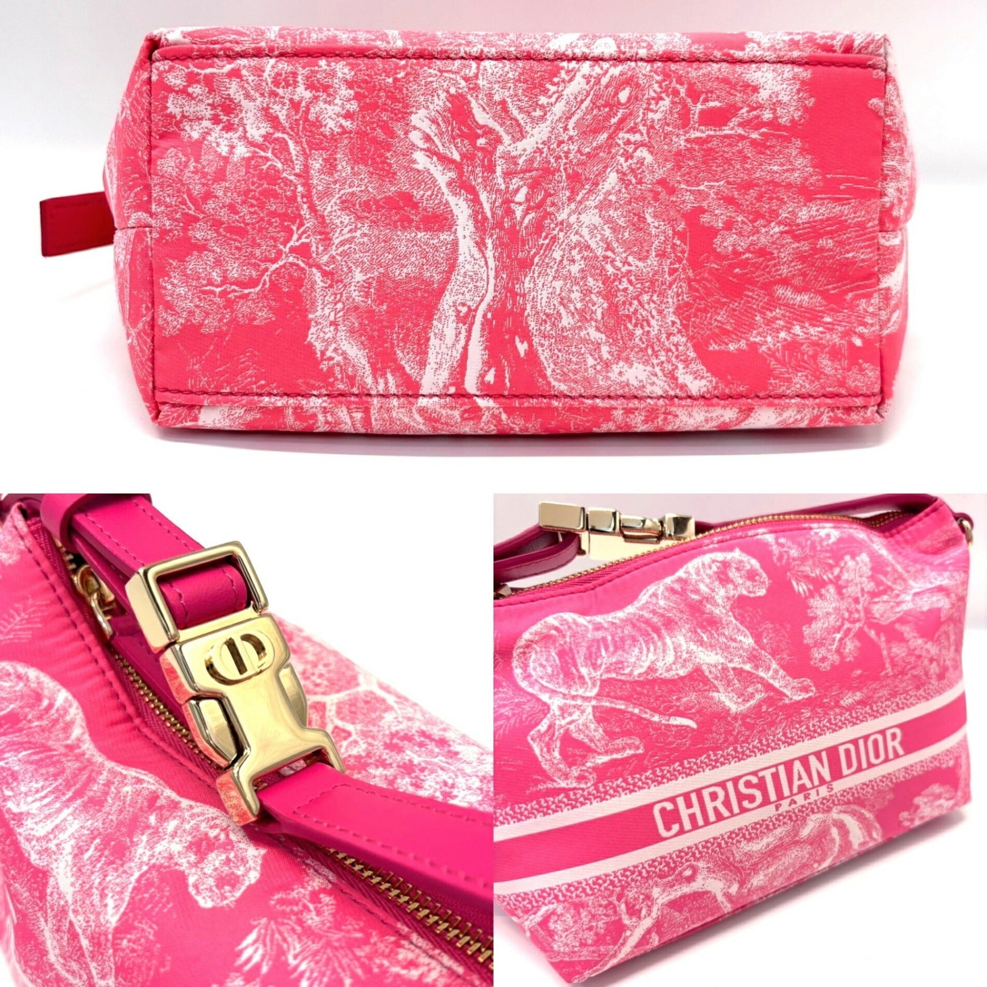Christian Dior Pink Nylon Leather Pouch  