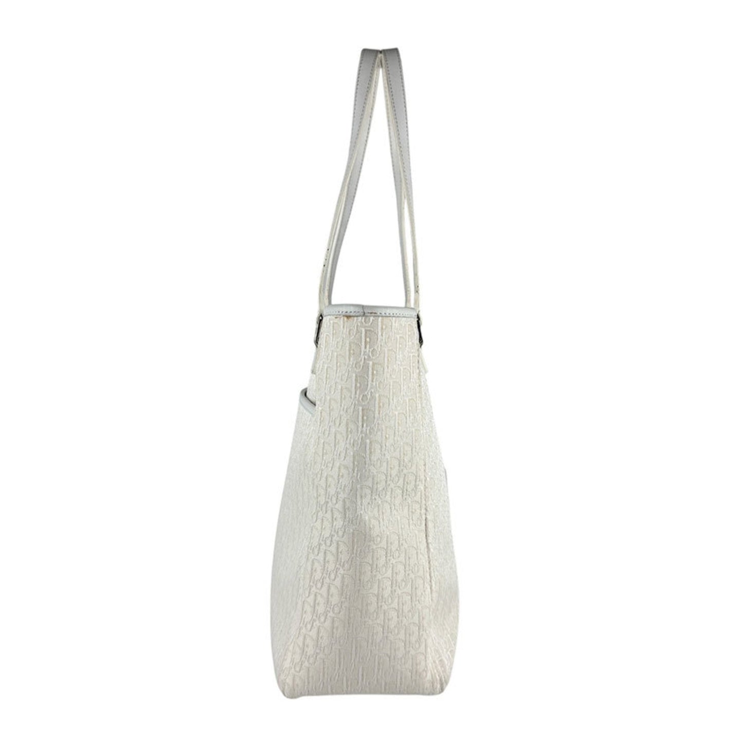 Christian Dior Ivory Canvas Leather Handbag  