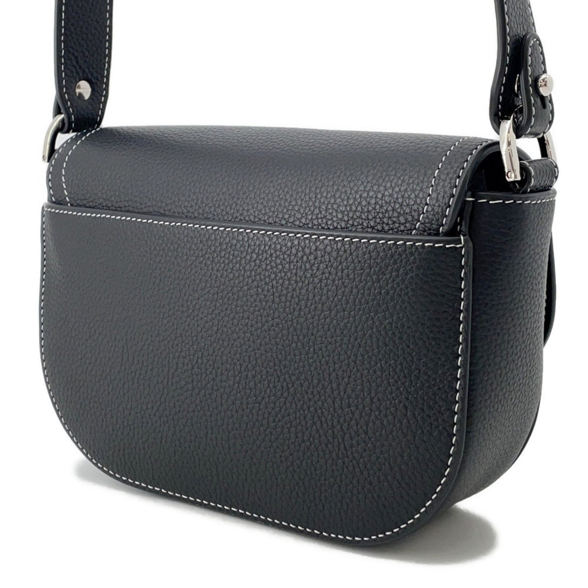 Christian Dior Black Leather Messenger Bag Saddle Bag Shoulder Bag  