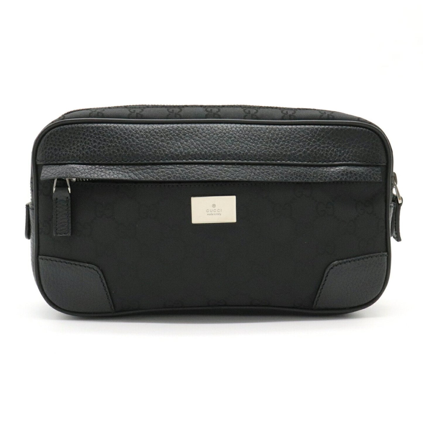 Gucci Black Leather Nylon Clutch