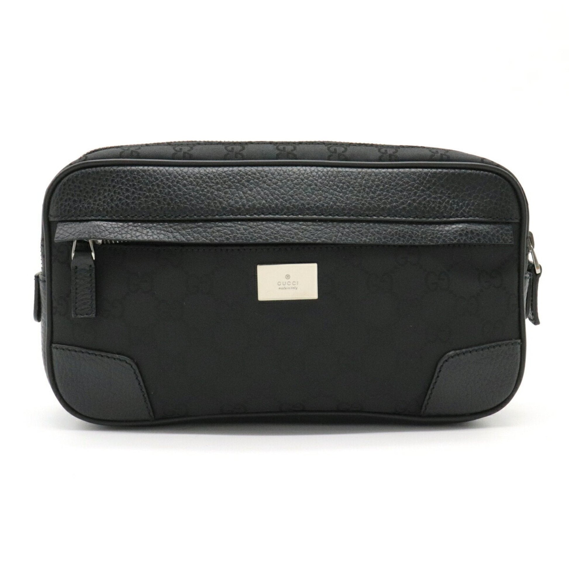 Gucci Black Leather Nylon Clutch