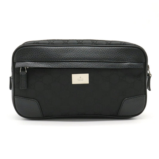Gucci Black Leather Nylon Clutch