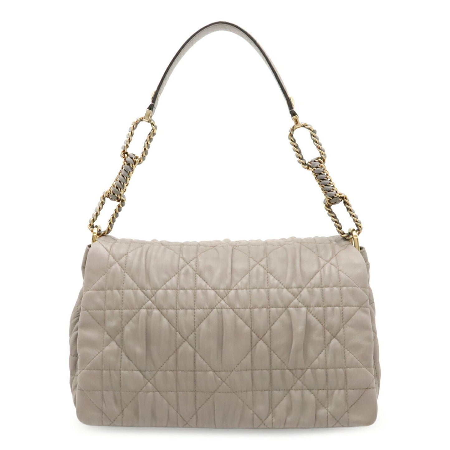 Christian Dior Gray Leather Shoulder Bag  
