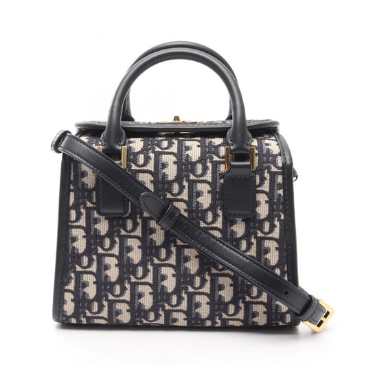 Christian Dior Beige Navy Canvas Tote Bag  