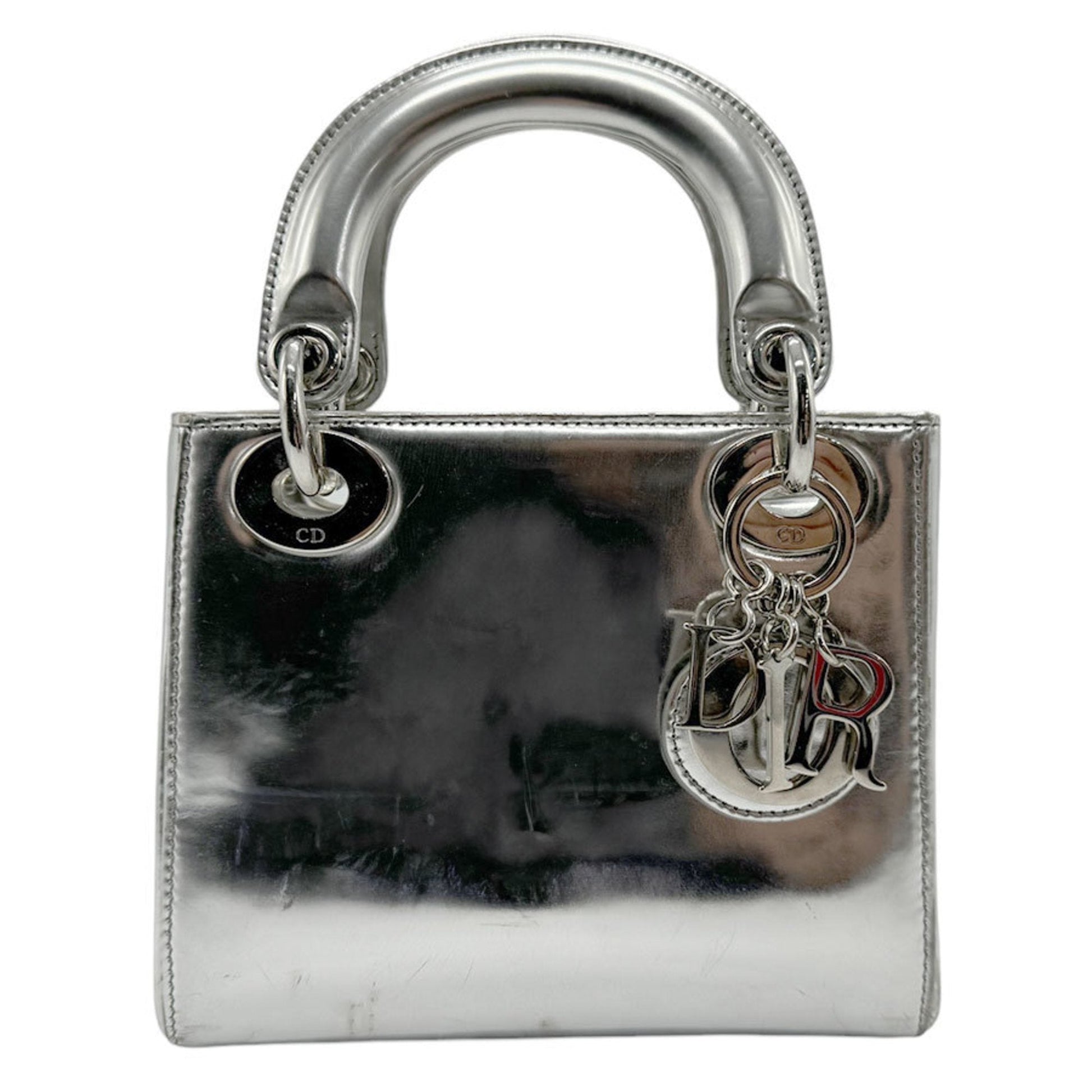 Christian Dior Silver Leather Handbag Shoulder Bag  