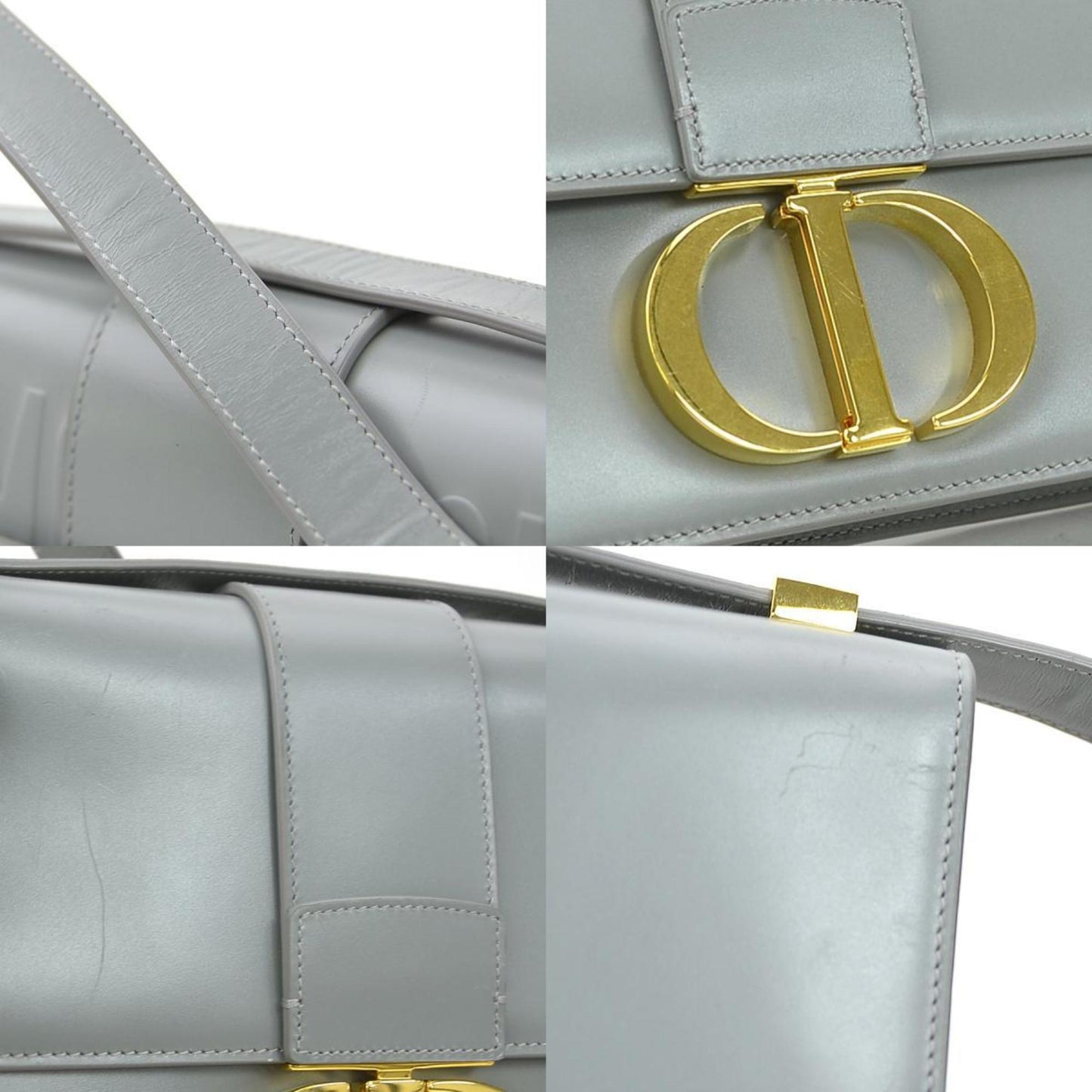 Christian Dior Gray Leather Shoulder Bag  
