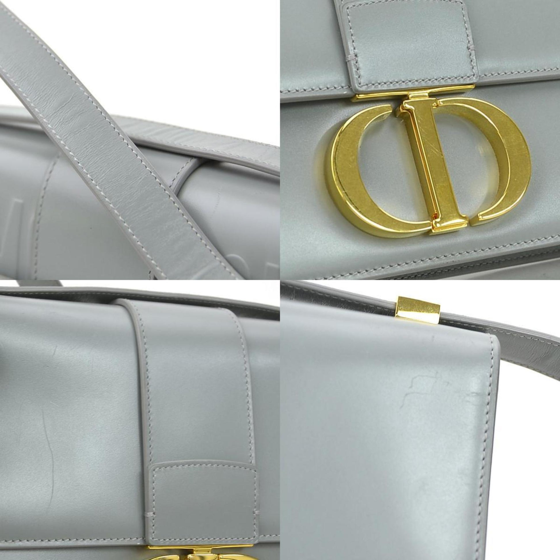 Christian Dior Gray Leather Shoulder Bag  