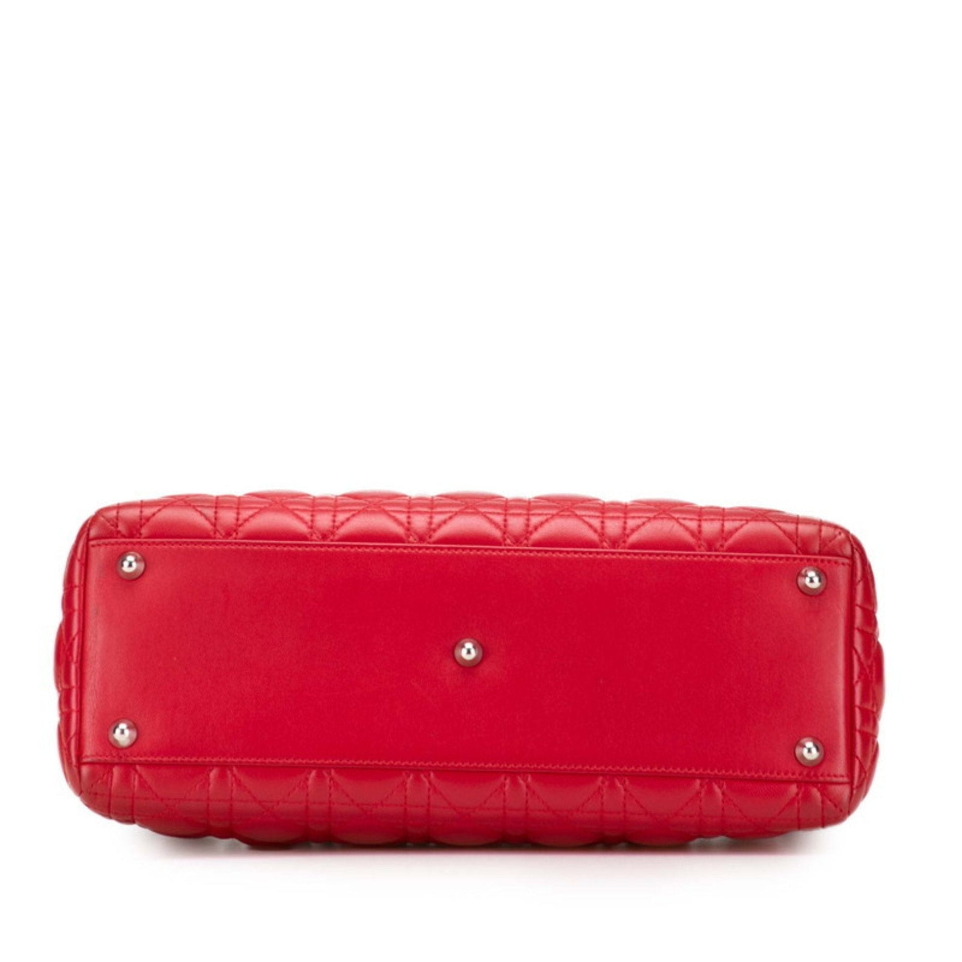 Christian Dior Lady Dior Red Color Leather Handbag Shoulder Bag  