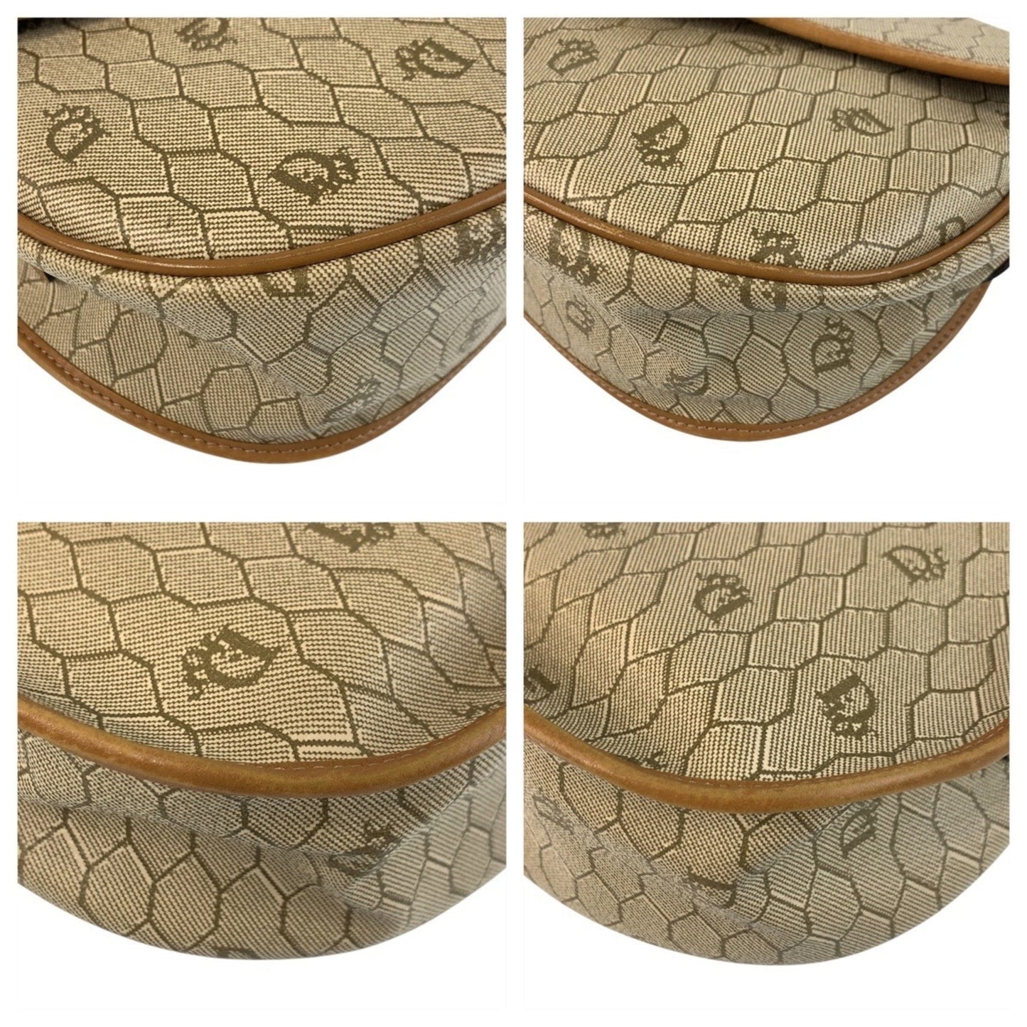 Christian Dior Beige Brown Pvc Leather Pochette Shoulder Bag  
