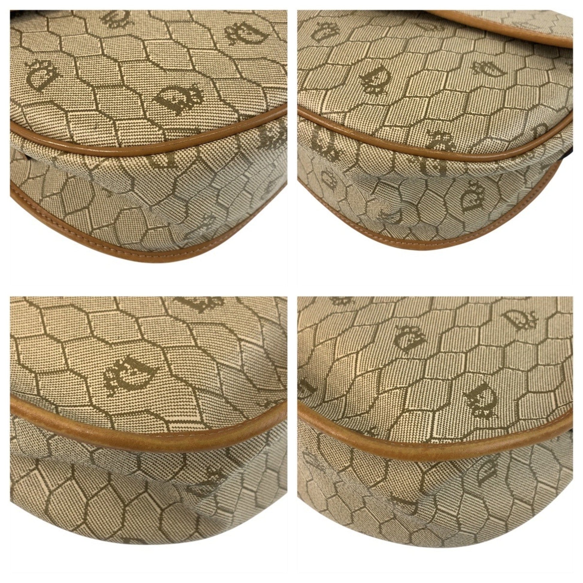 Christian Dior Beige Brown Pvc Leather Pochette Shoulder Bag  