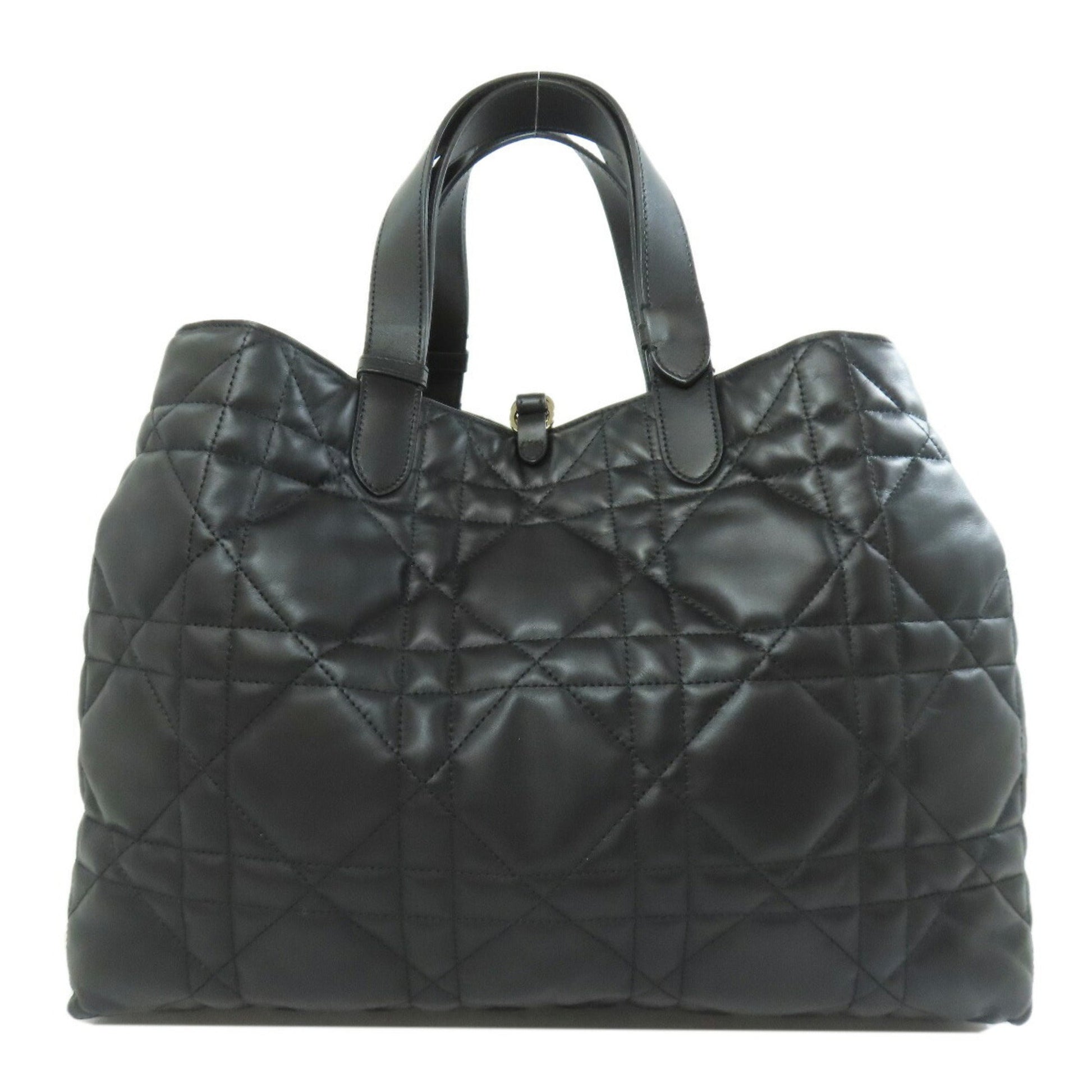 Christian Dior Lady Dior Black Leather Tote Bag  