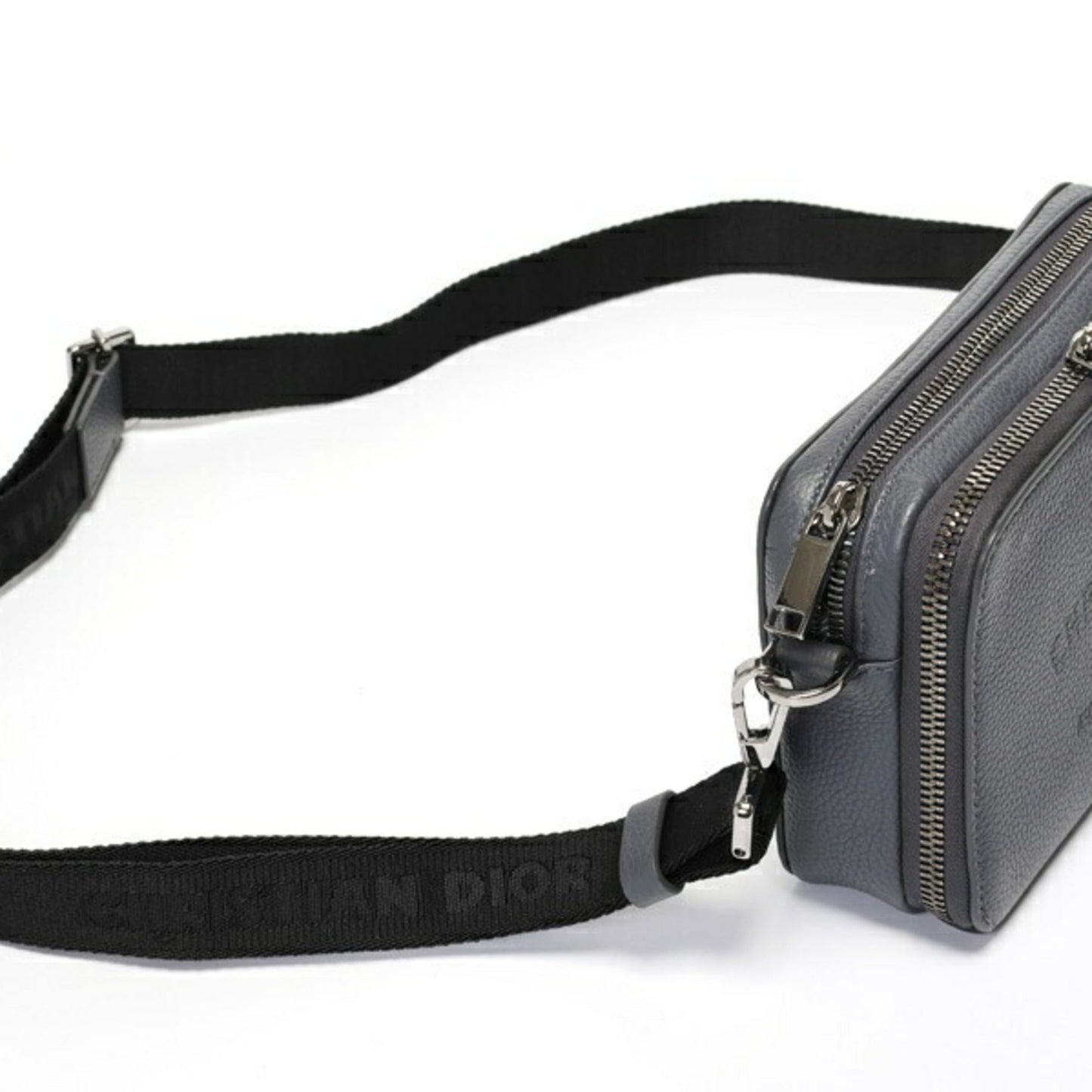Christian Dior Gray Leather Fanny Pack Pouch  