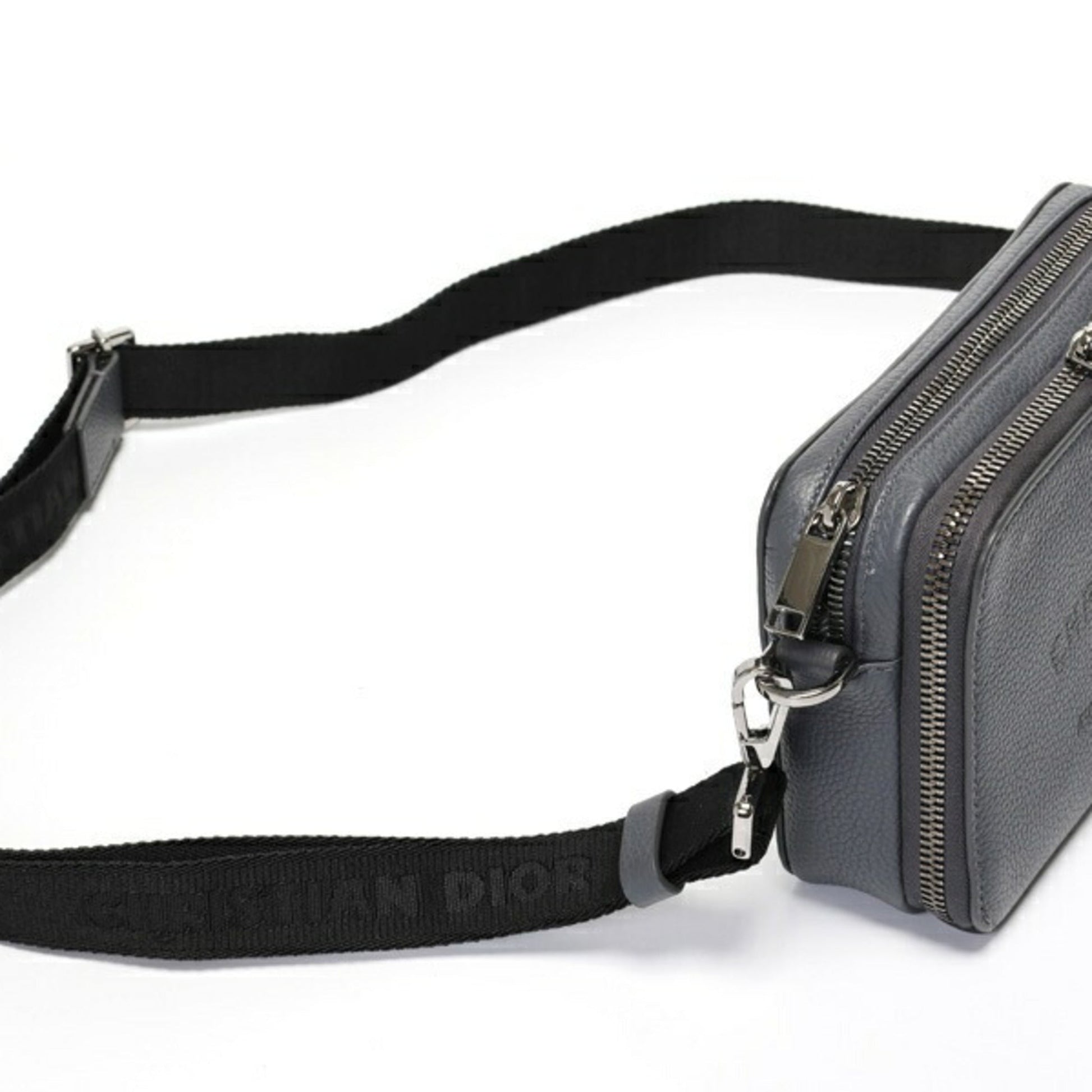 Christian Dior Gray Leather Fanny Pack Pouch  