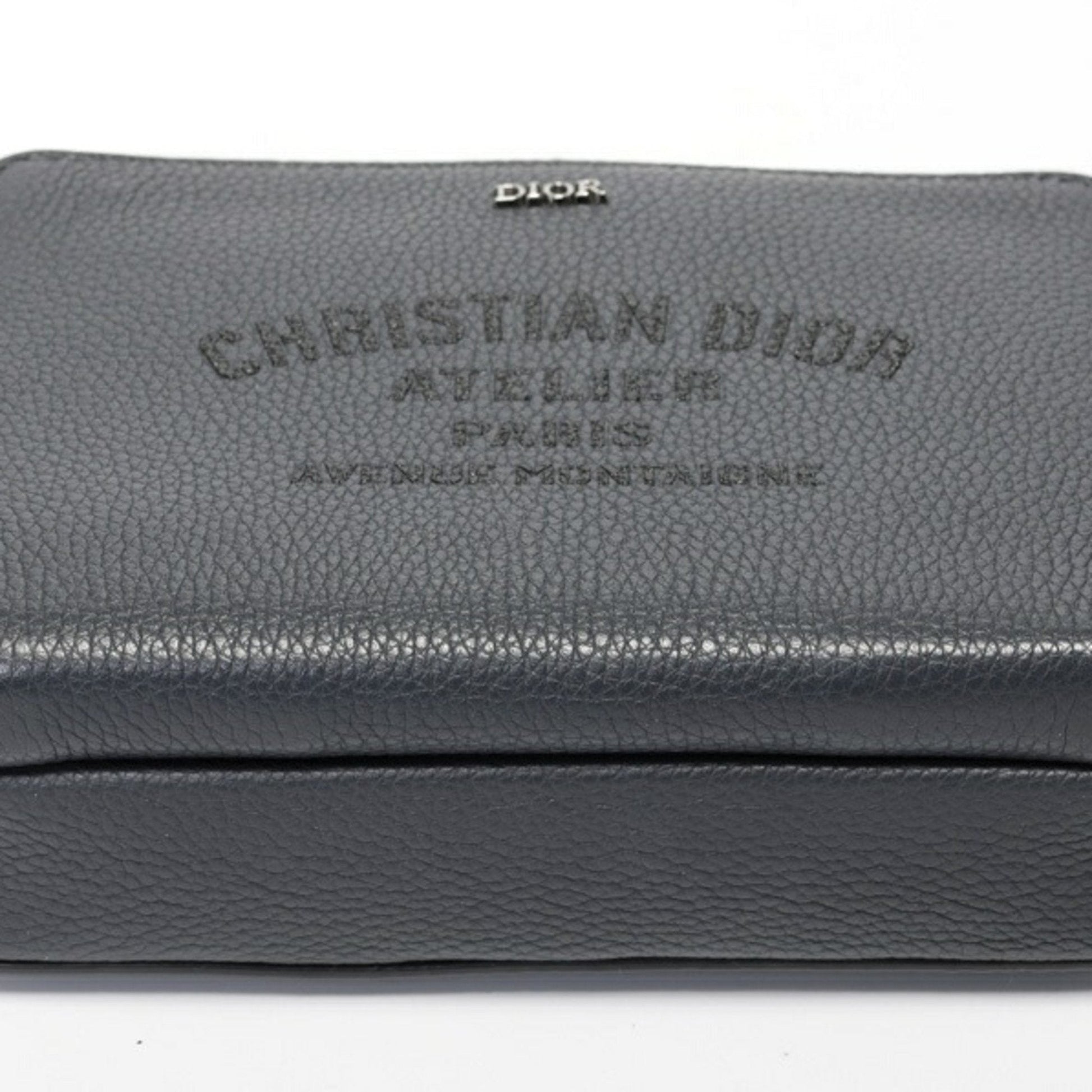 Christian Dior Gray Leather Fanny Pack Pouch  