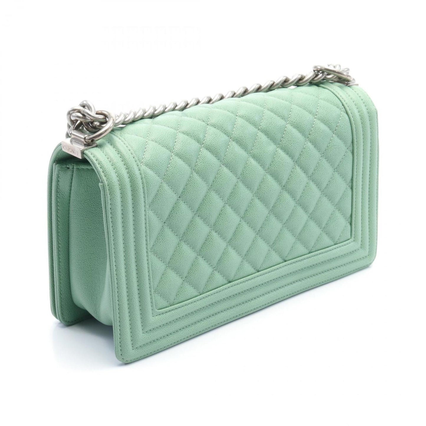 CHANEL Boy Chanel Shoulder Bag Caviar Skin Women s Green