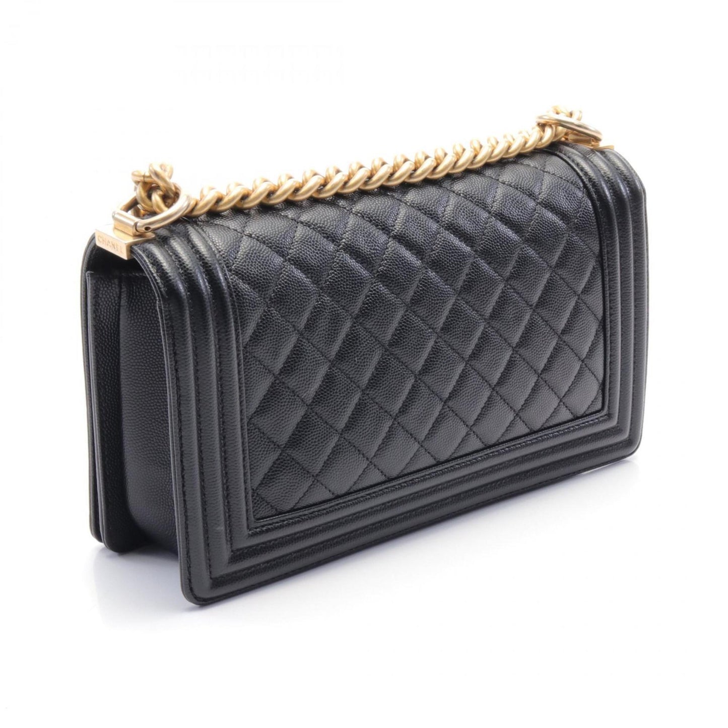 CHANEL Boy Chanel Matelasse Shoulder Bag Caviar Skin Women s Black