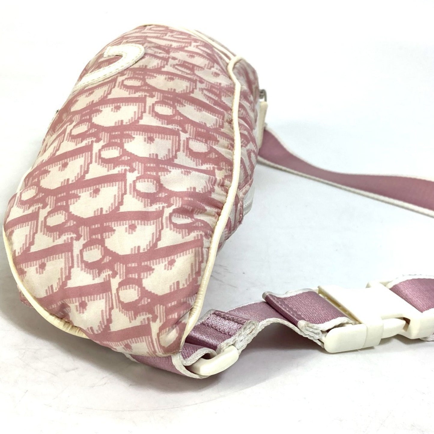 Christian Dior Trotter Pink White Nylon Fanny Pack Shoulder Bag  