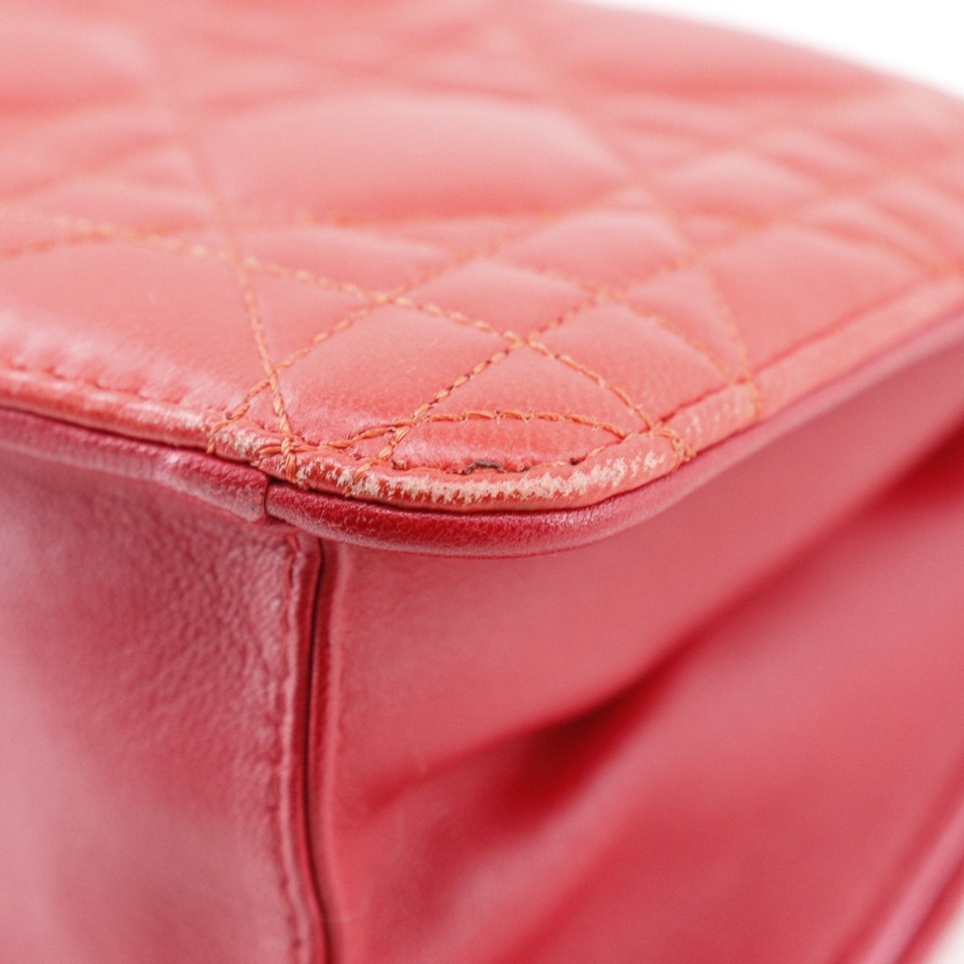 Christian Dior Pink Red Color Leather Shoulder Bag  