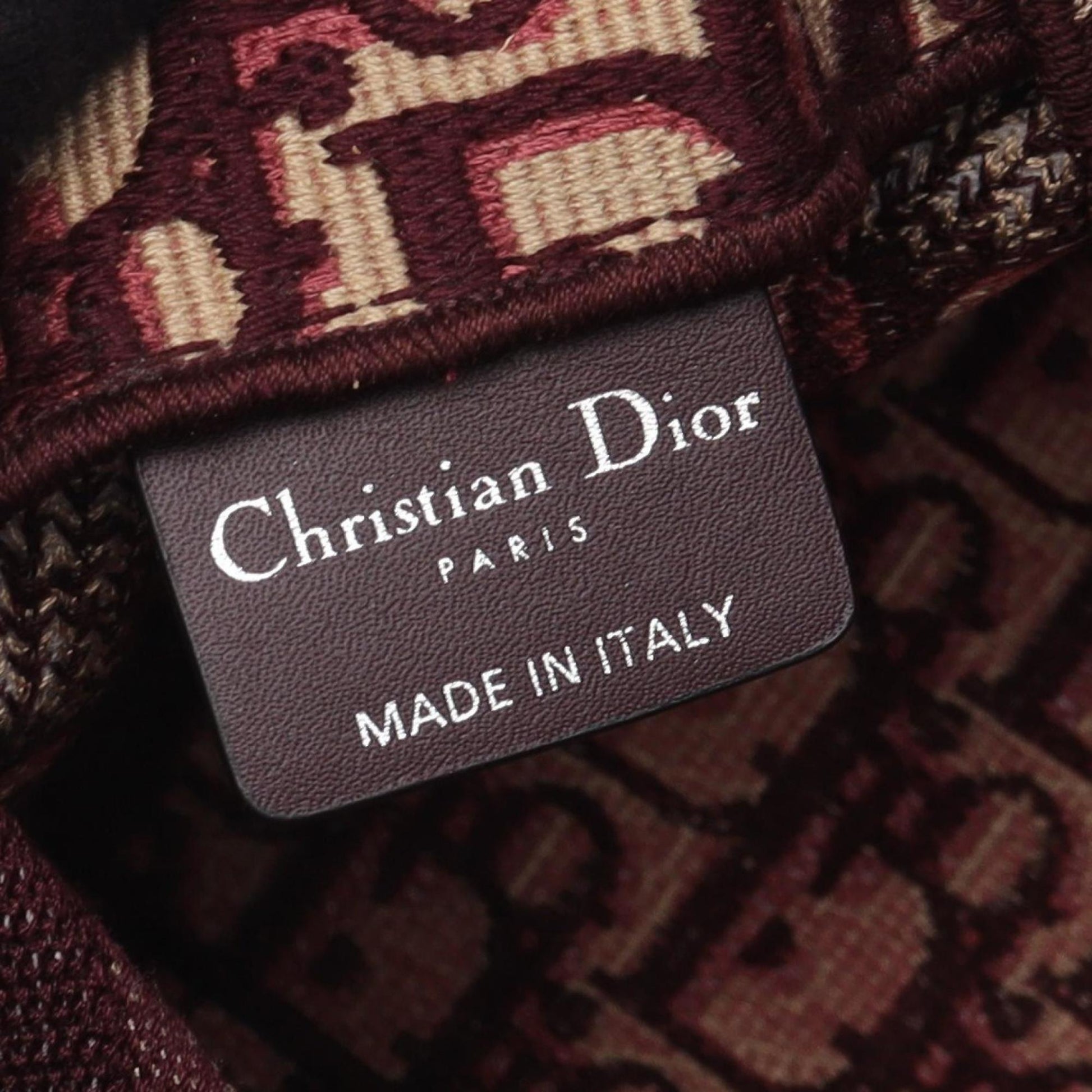 Christian Dior Beige Bordeaux Canvas Leather Shoulder Bag  