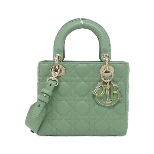 Christian Dior Lady Dior Green Leather Handbag  