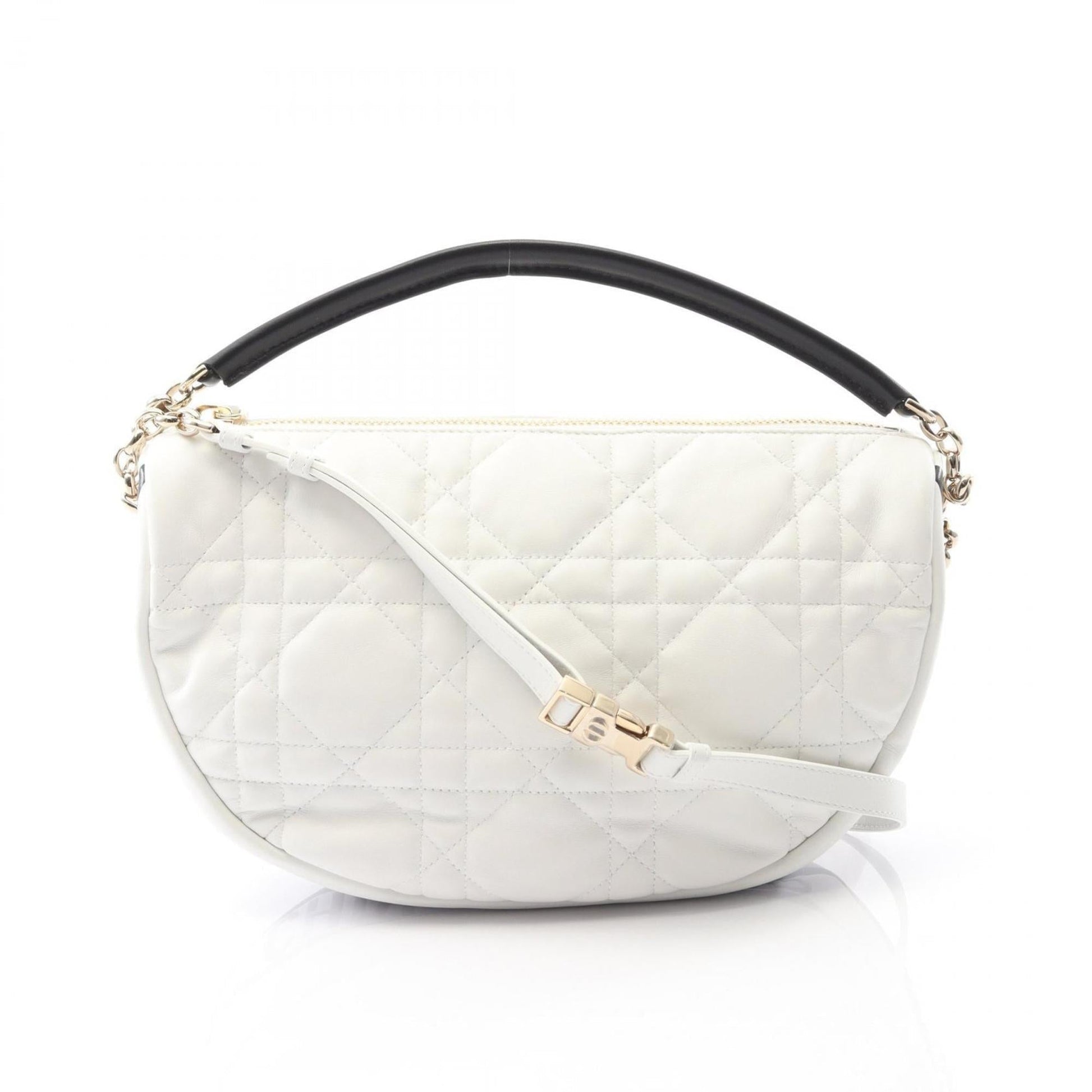 Christian Dior Black White Leather Handbag  