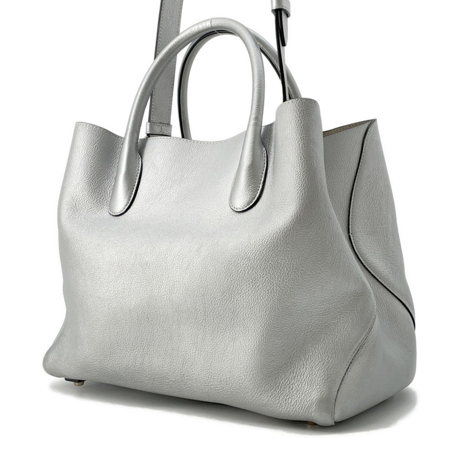 Christian Dior Silver Leather Handbag Shoulder Bag  