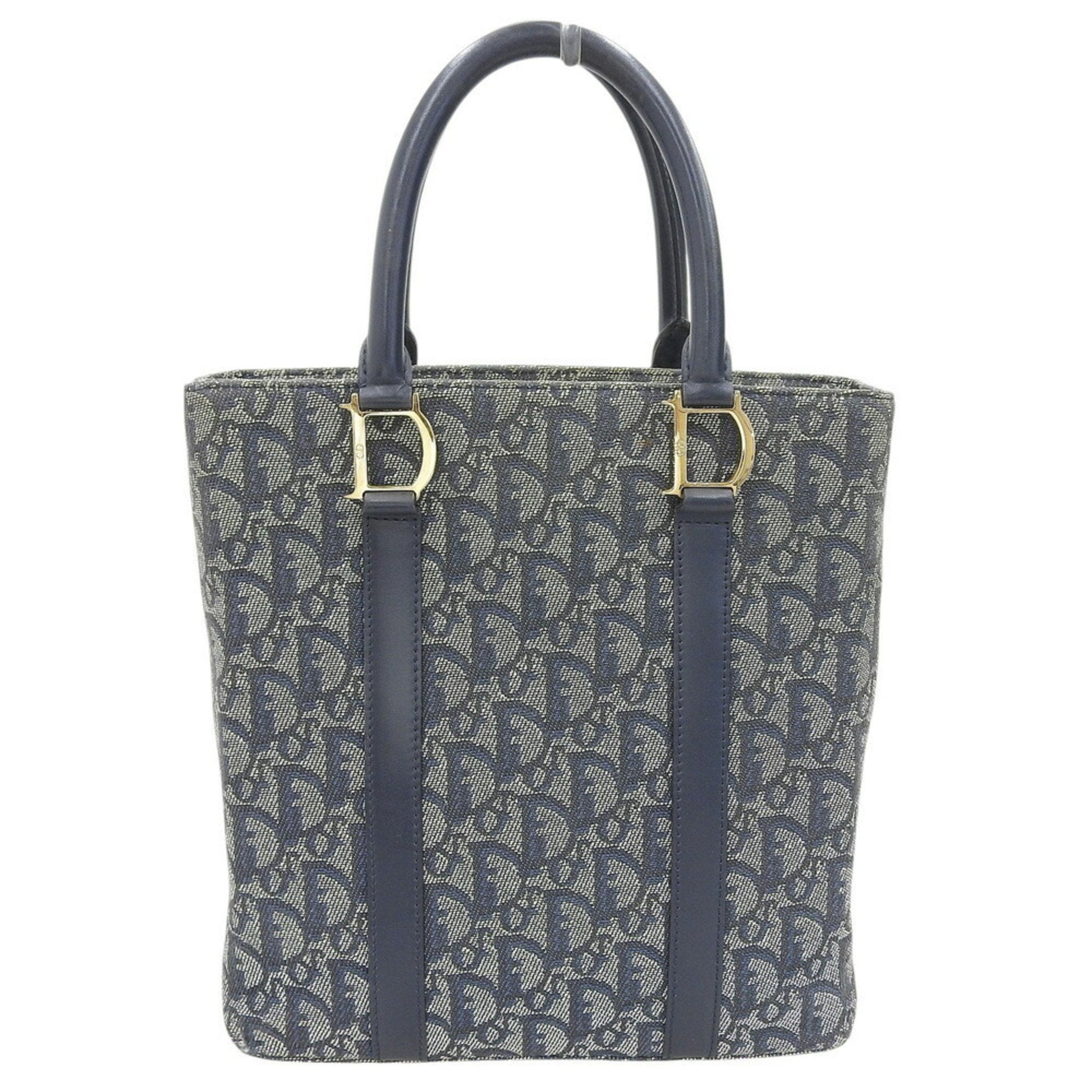 Christian Dior Trotter Navy Trotter Leather Canvas Handbag Tote Bag  