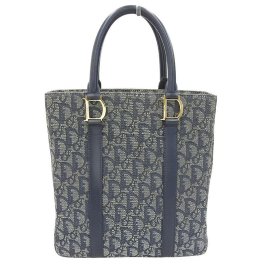 Christian Dior Trotter Navy Trotter Leather Canvas Handbag Tote Bag  