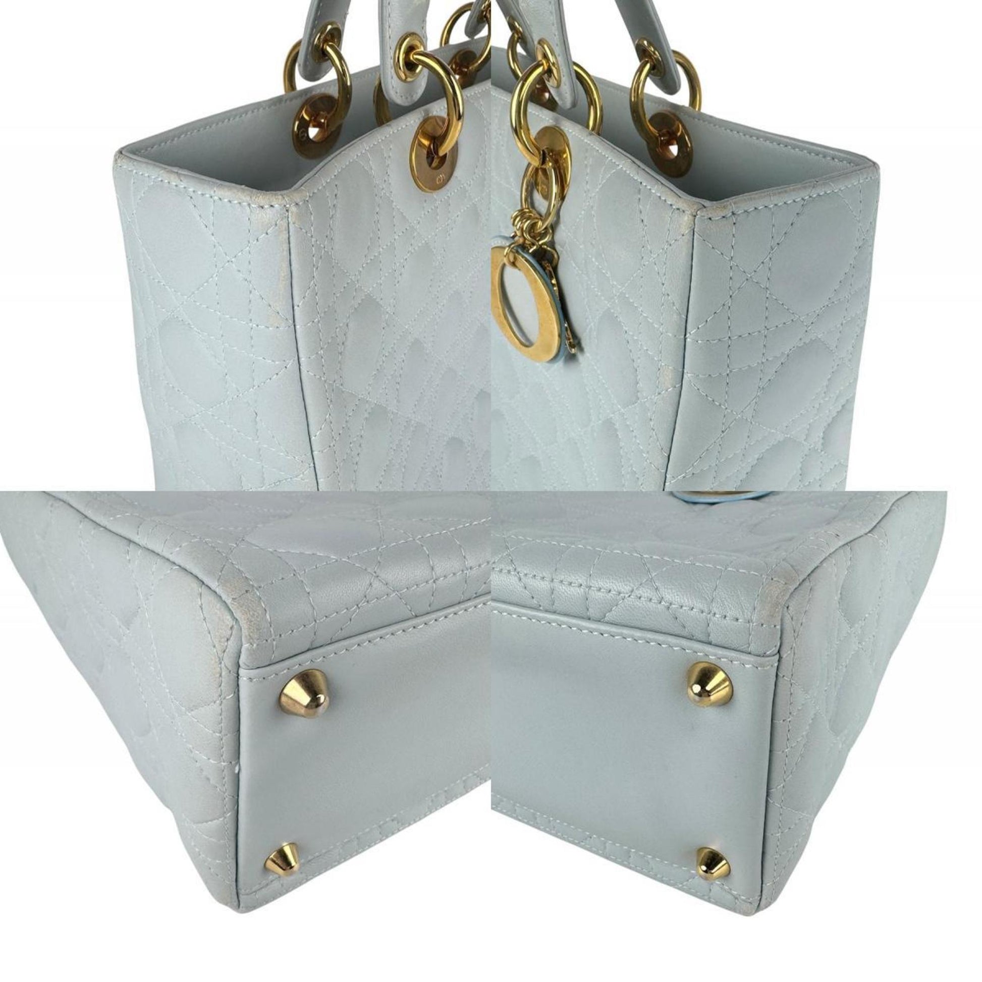Christian Dior Light Blue Leather Handbag Shoulder Bag  