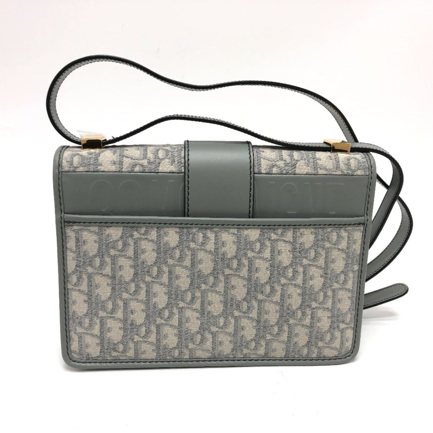 Christian Dior Gray Leather Canvas Shoulder Bag  