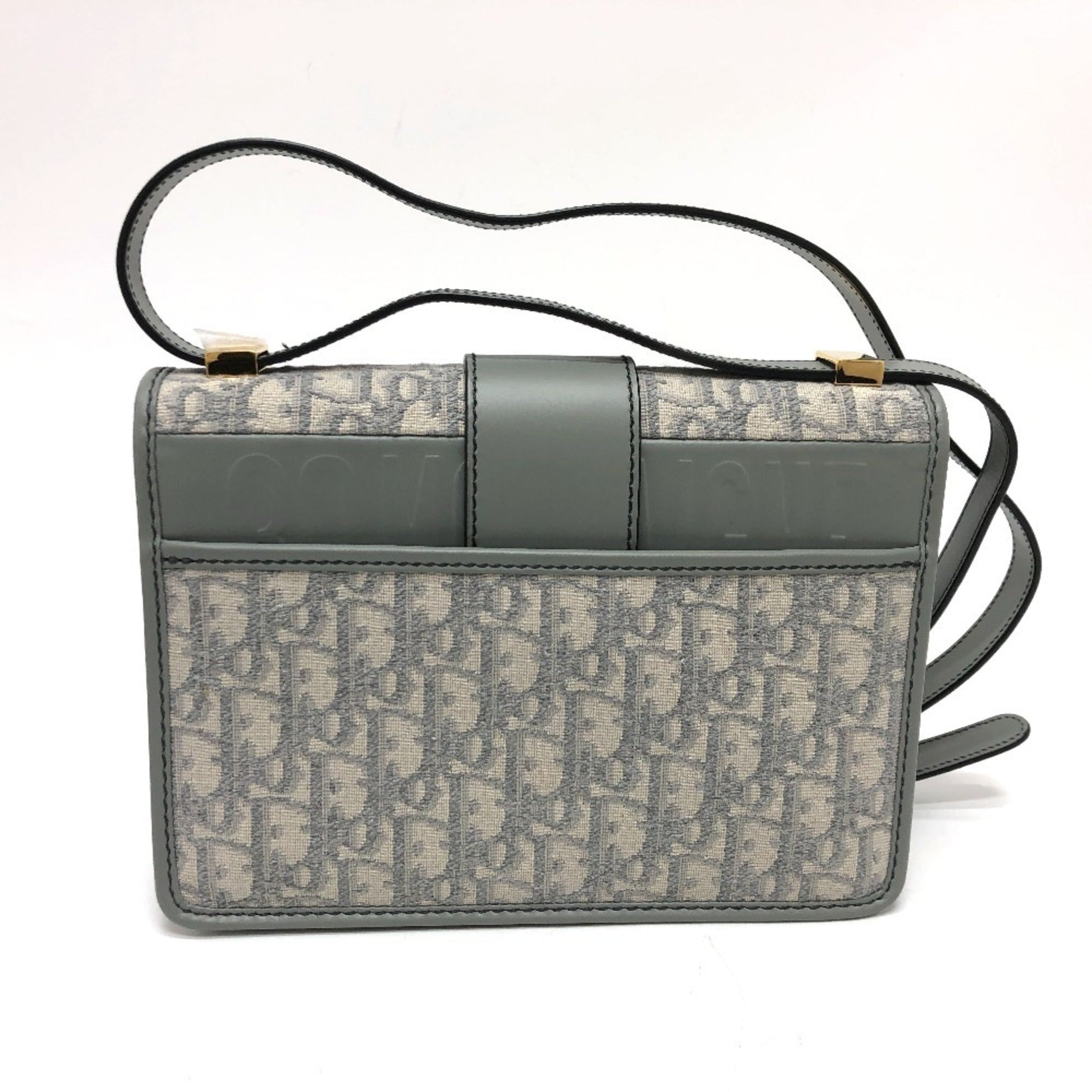 Christian Dior Gray Leather Canvas Shoulder Bag  