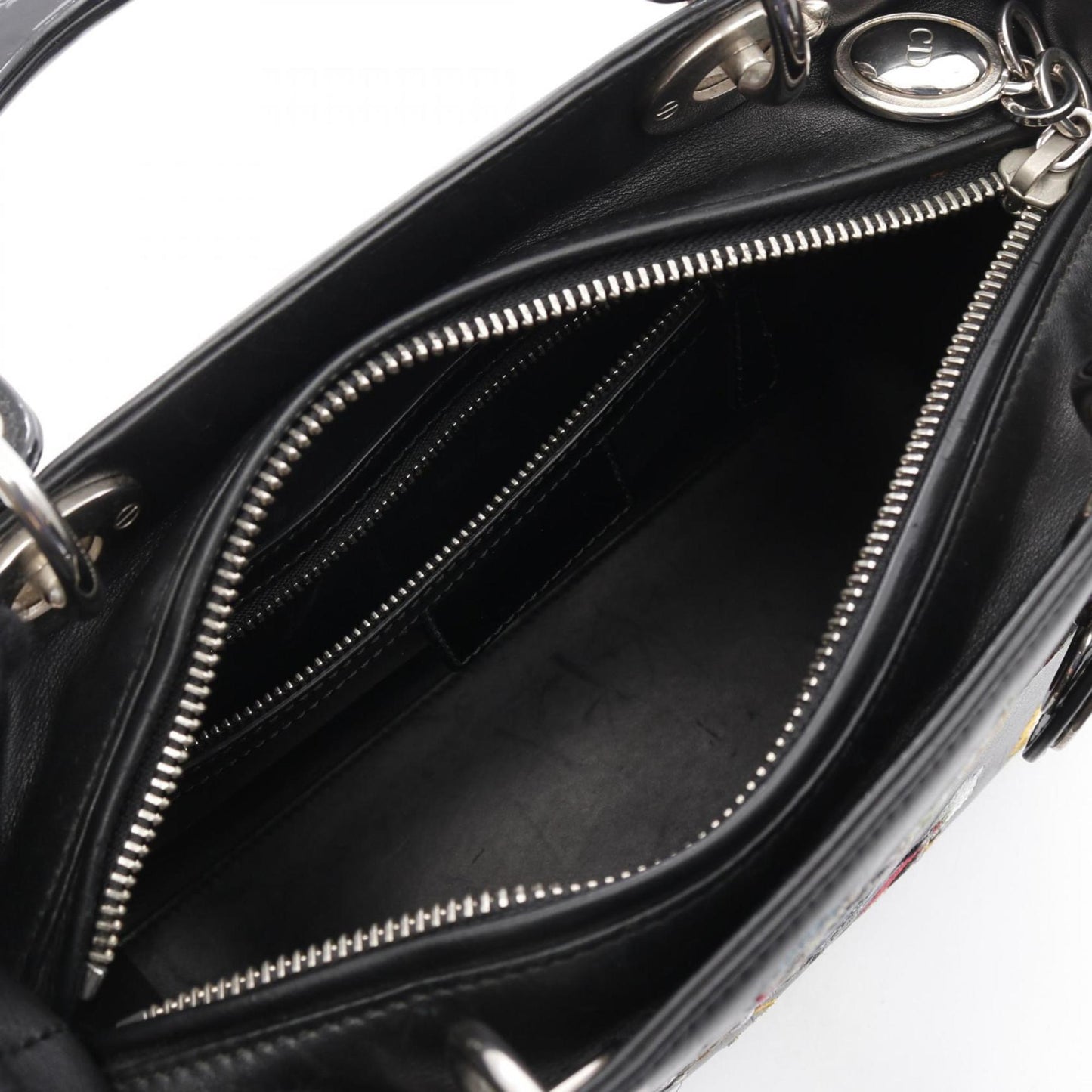 Christian Dior Lady Dior Black Leather Handbag  
