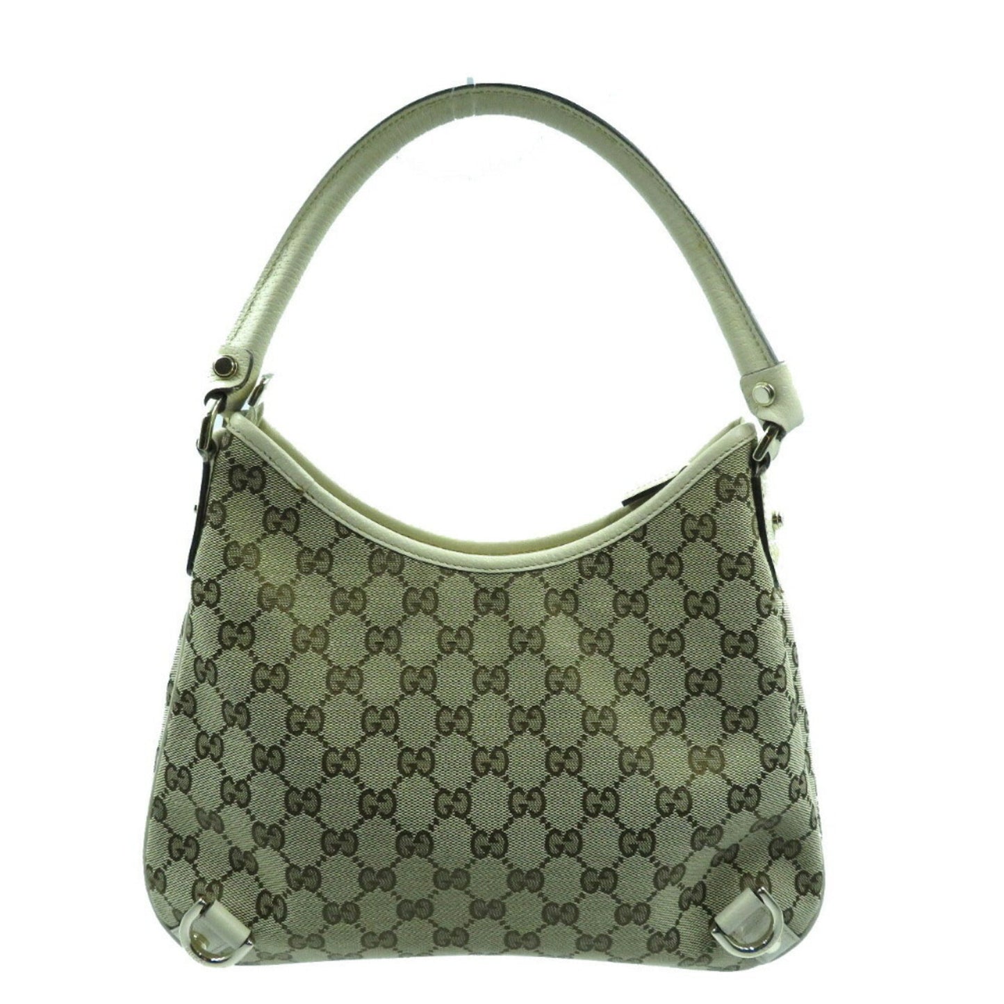 Gucci Abbey Beige Leather Canvas Shoulder Bag