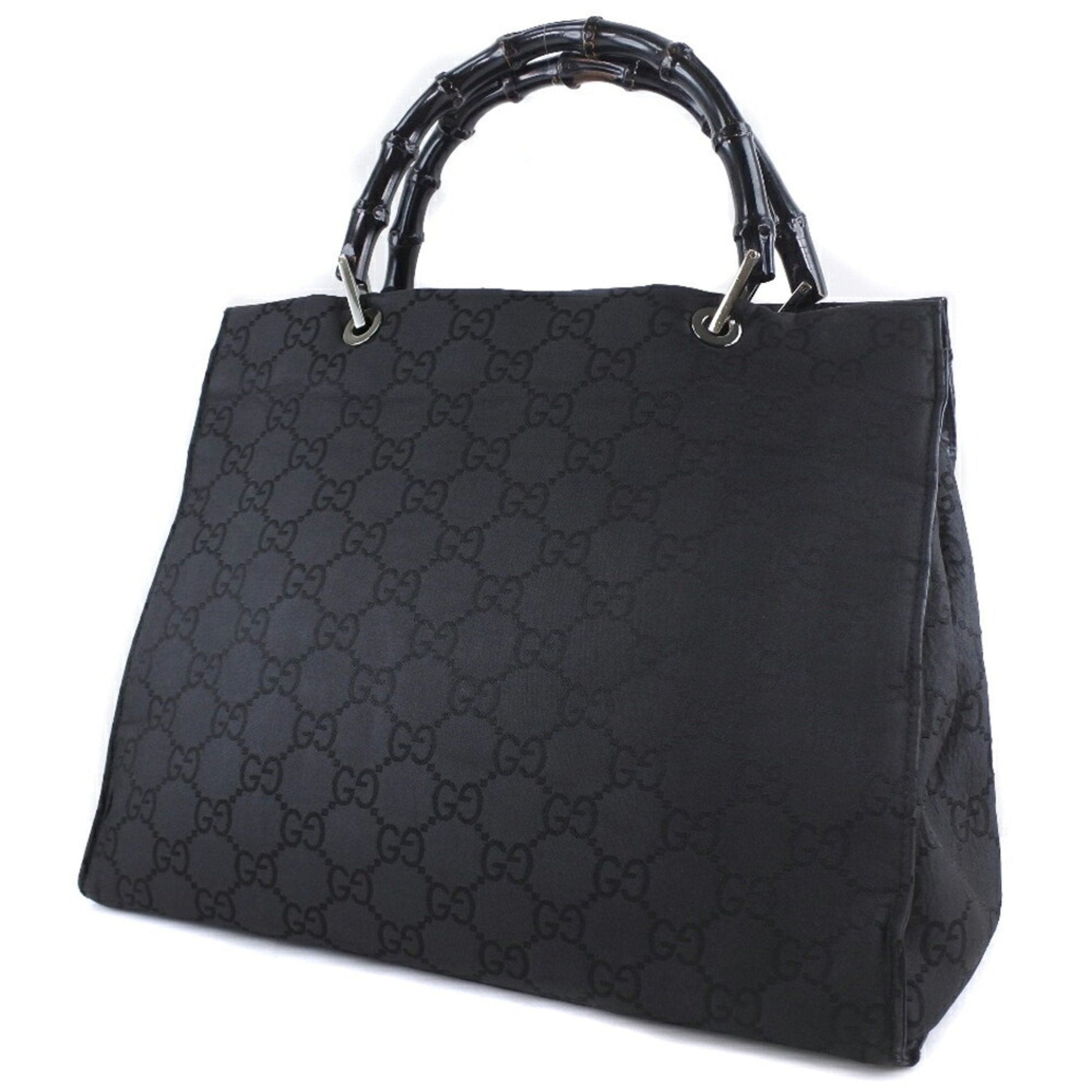 Gucci Bamboo Black Canvas Tote