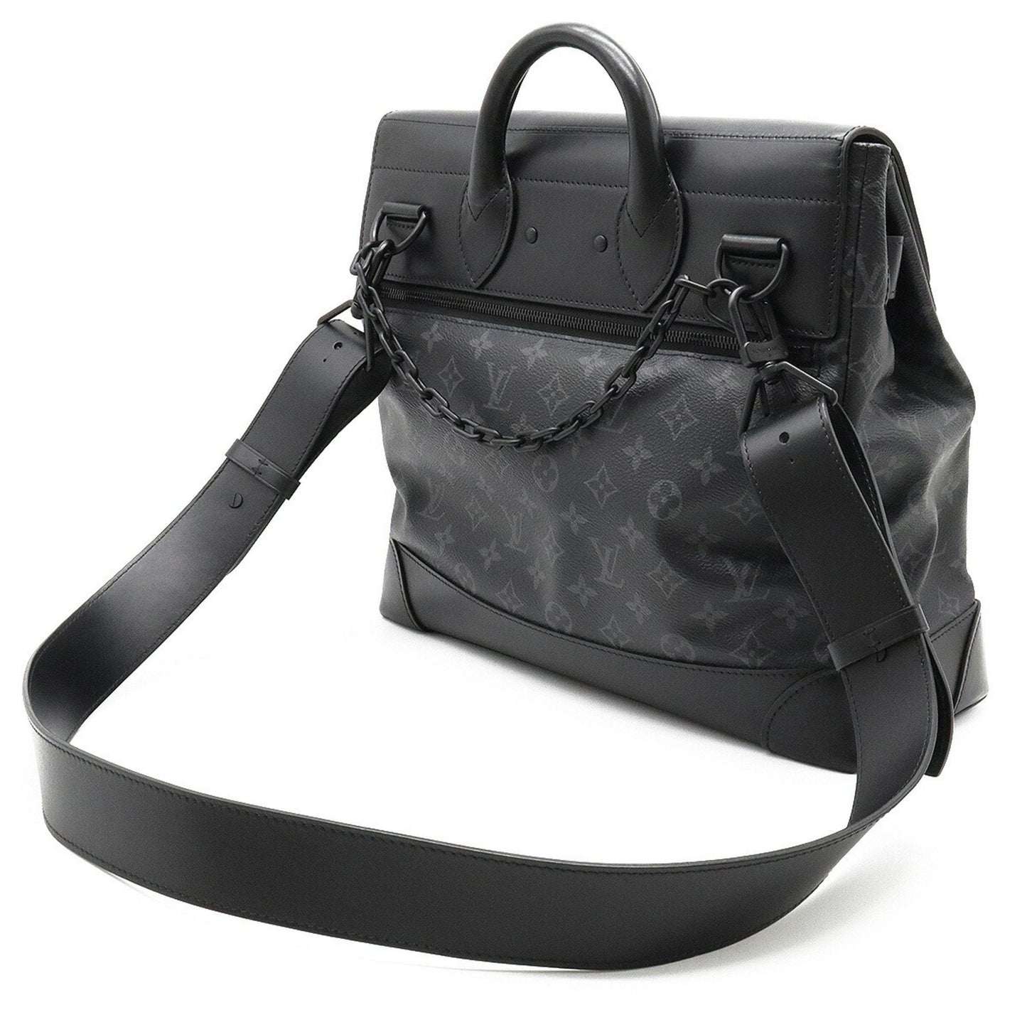 LOUIS VUITTON Monogram Eclipse Steamer PM Handbag Shoulder Bag Leather