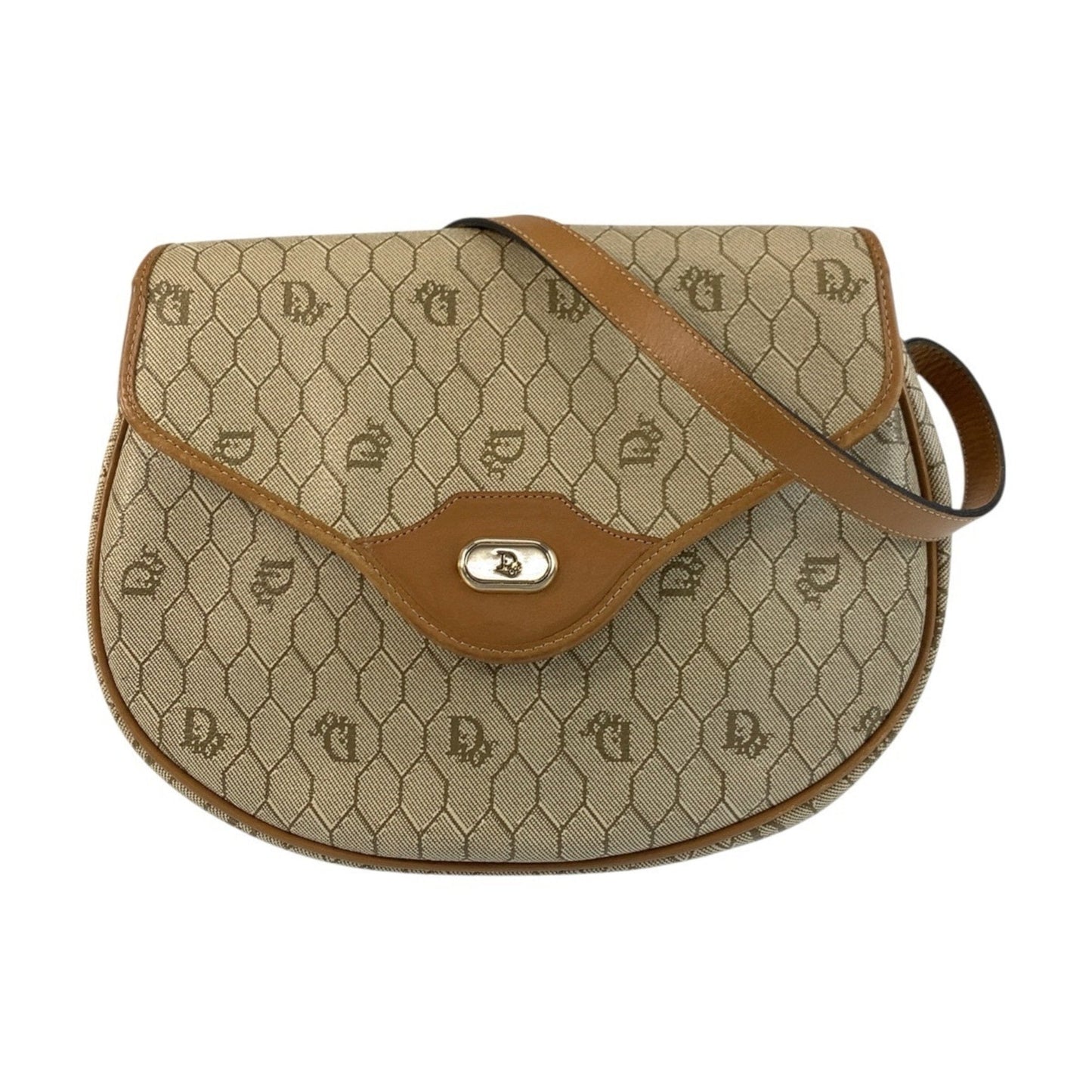 Christian Dior Beige Brown Pvc Leather Pochette Shoulder Bag  