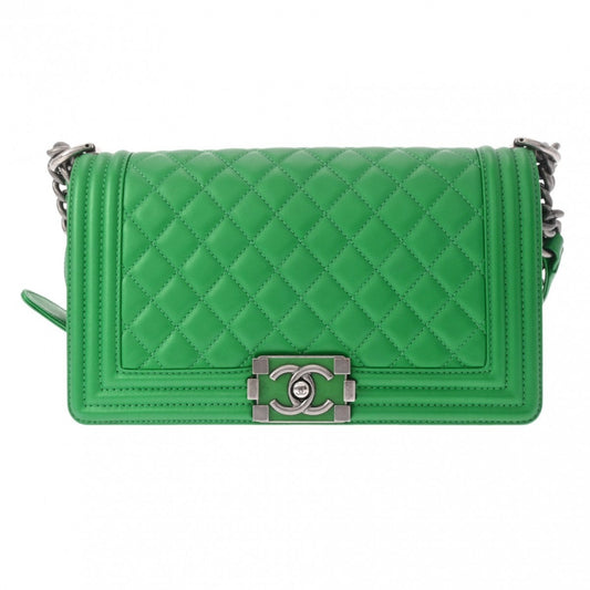 CHANEL Boy Chanel Chain Shoulder Bag 25cm Green A67086 Women s Lambskin