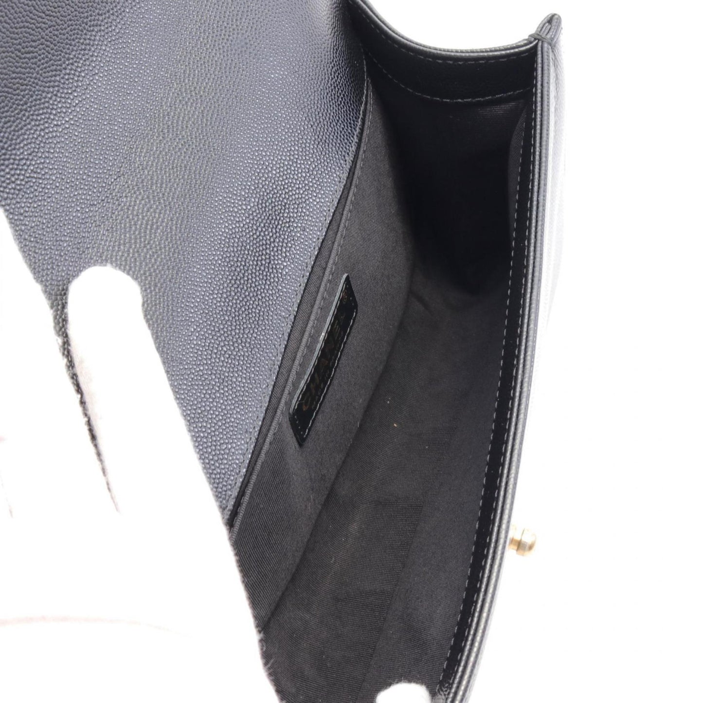 CHANEL Boy Chanel Matelasse Shoulder Bag Caviar Skin Women s Black