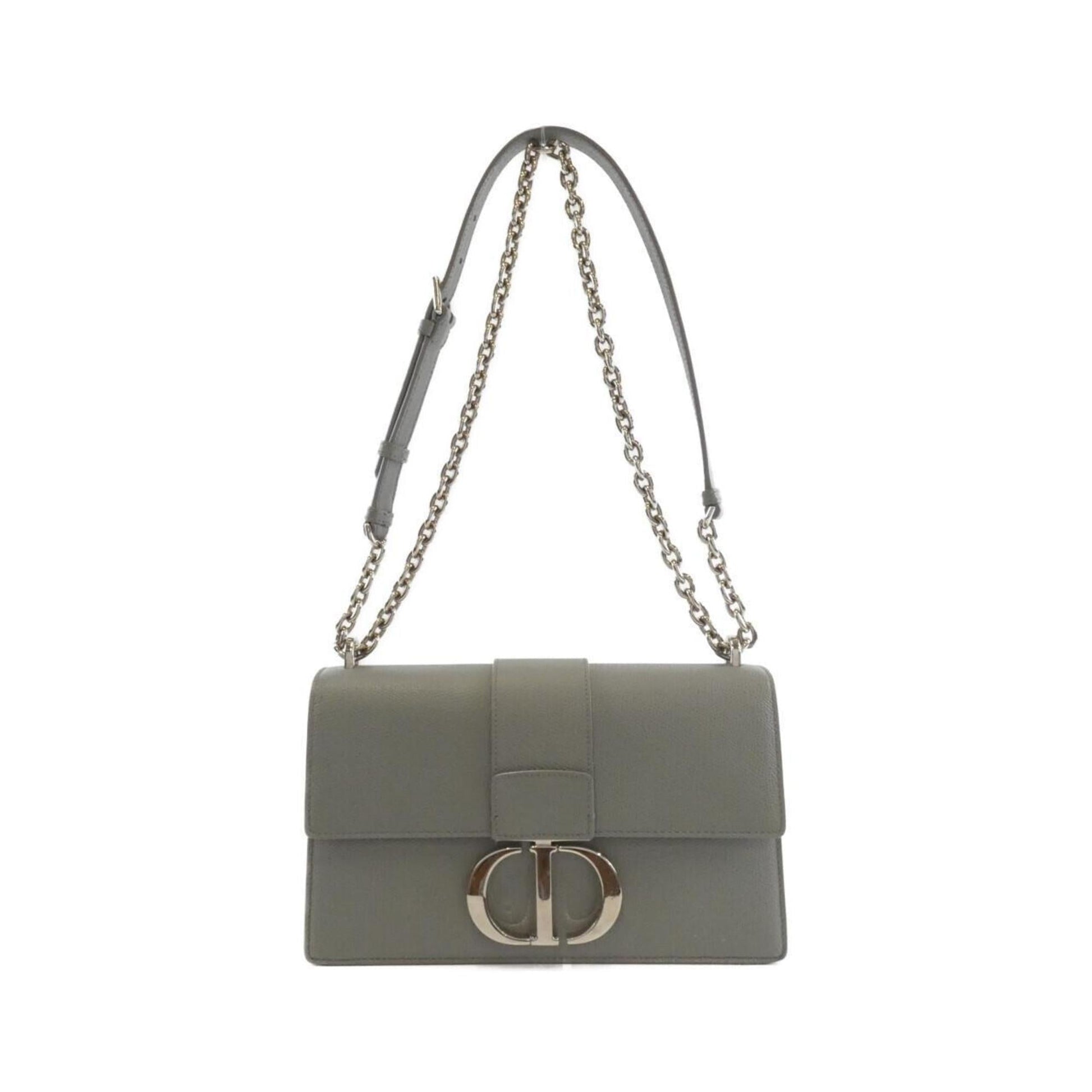 Christian Dior Gray Leather Shoulder Bag  