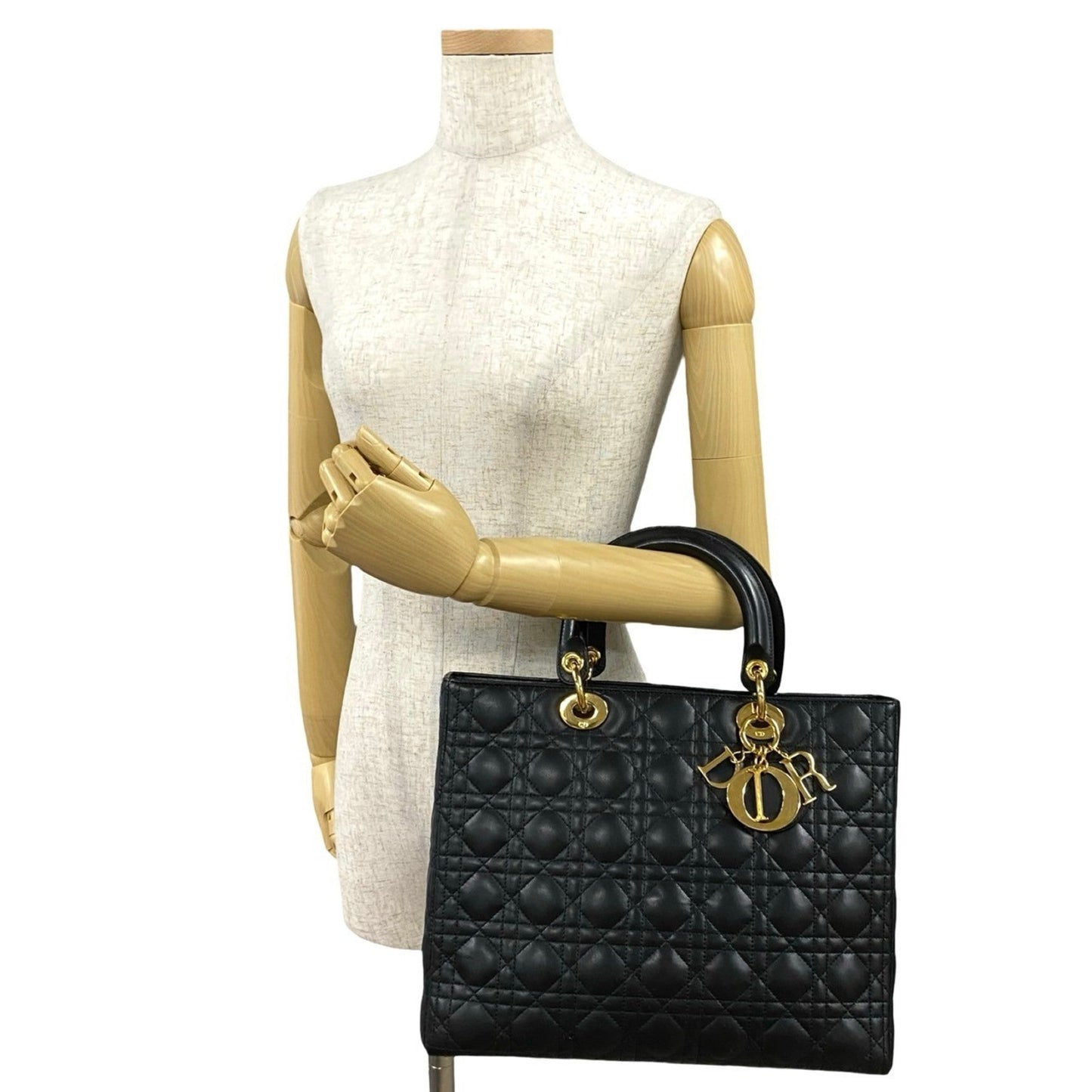 Christian Dior Black Leather Handbag Tote Bag  