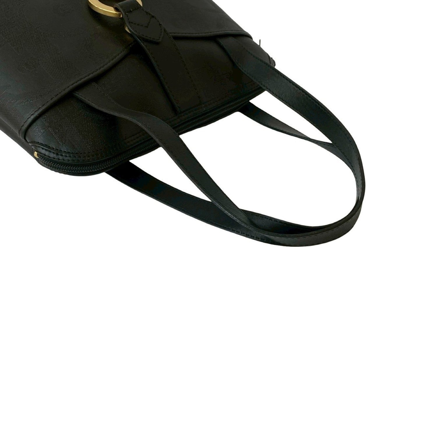 Christian Dior Black Leather Pvc Boston Bag Handbag  